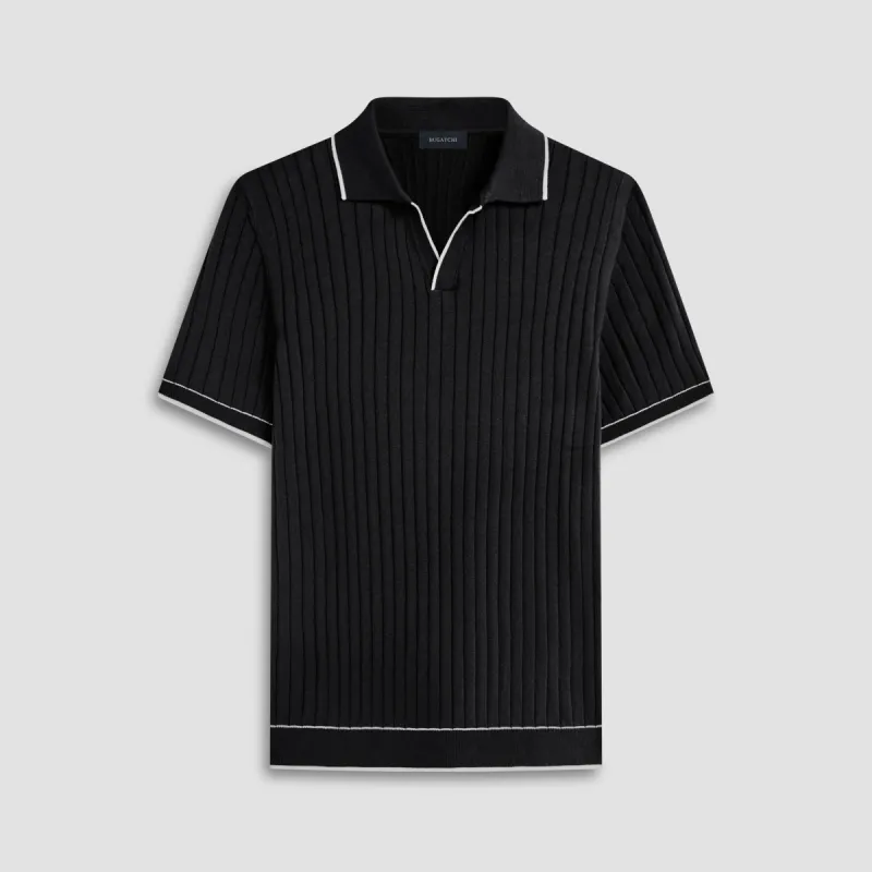 Rib Stitch Short Sleeve Johnny Sweater sold by Bugatchi