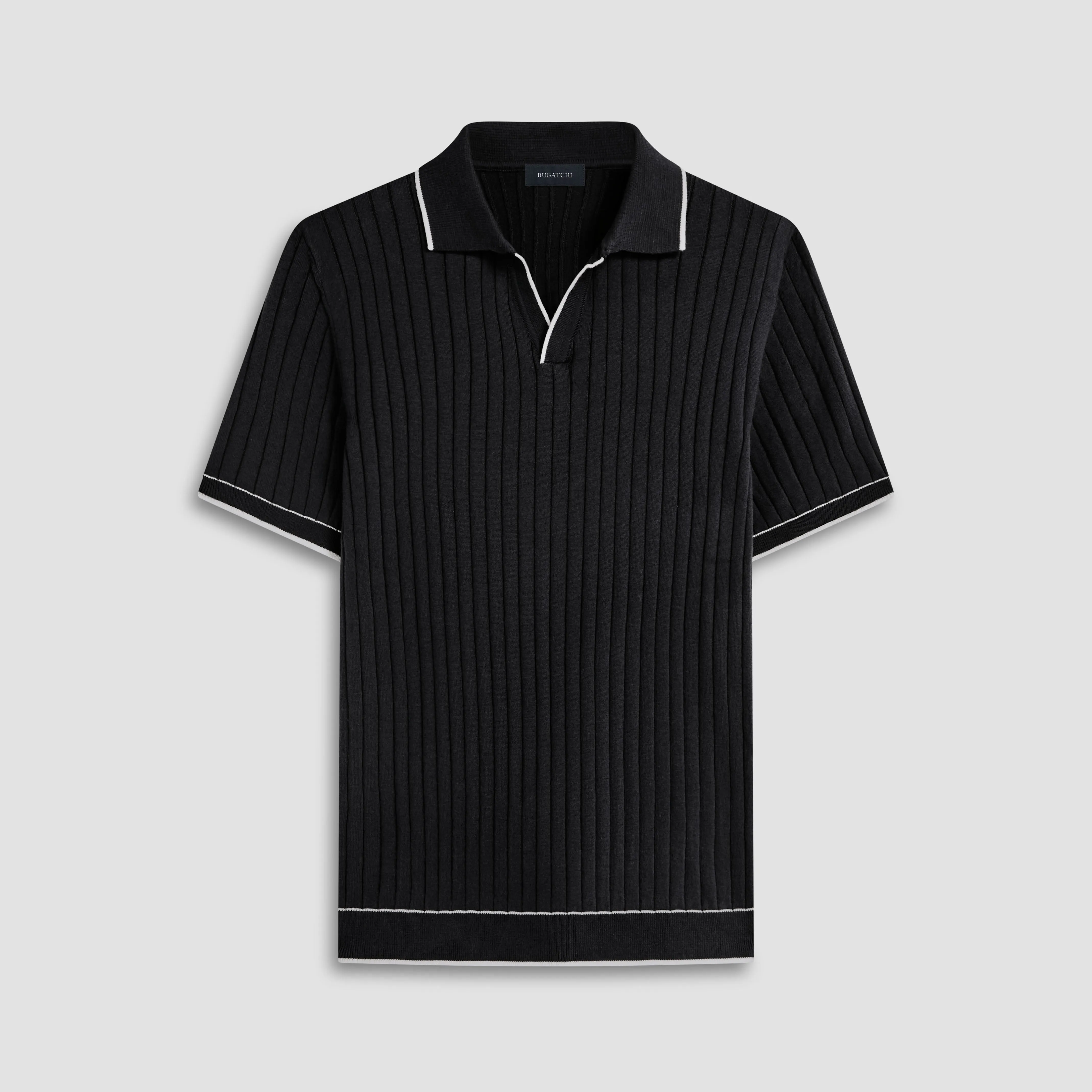 Rib Stitch Short Sleeve Johnny Sweater sold by Bugatchi