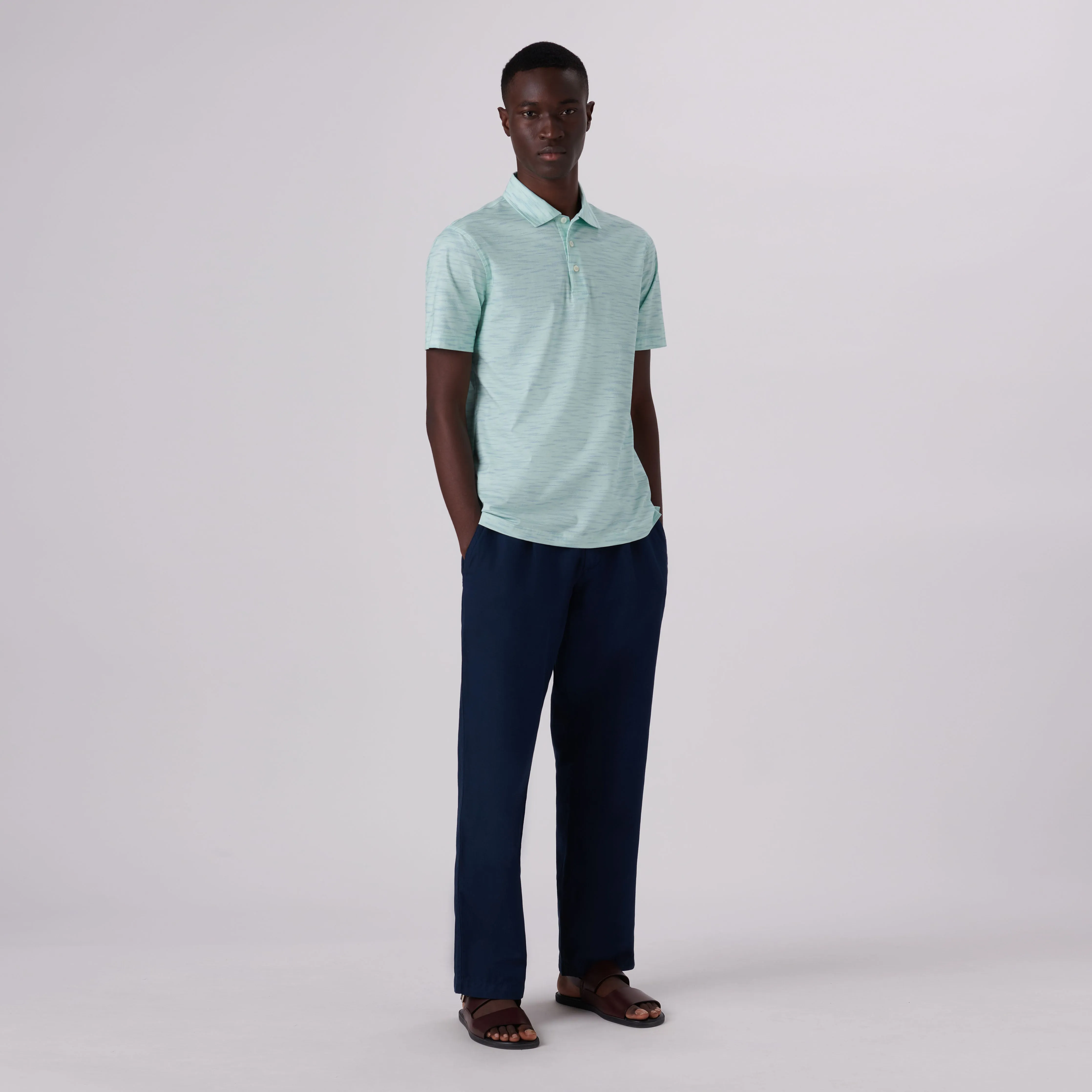 Victor Striated Print OoohCotton Polo sold by Bugatchi product image thumbnail 5