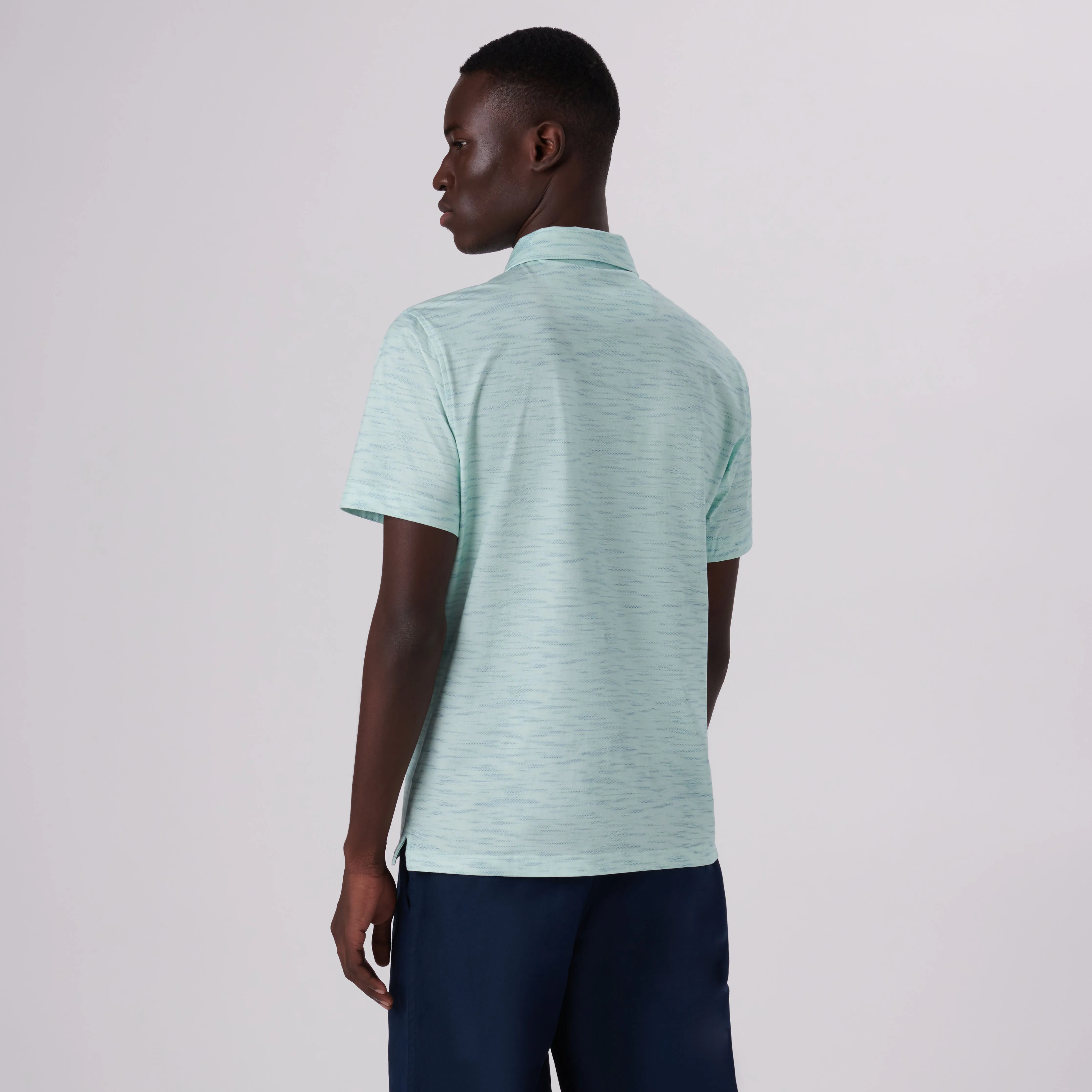 Victor Striated Print OoohCotton Polo sold by Bugatchi product image thumbnail 4