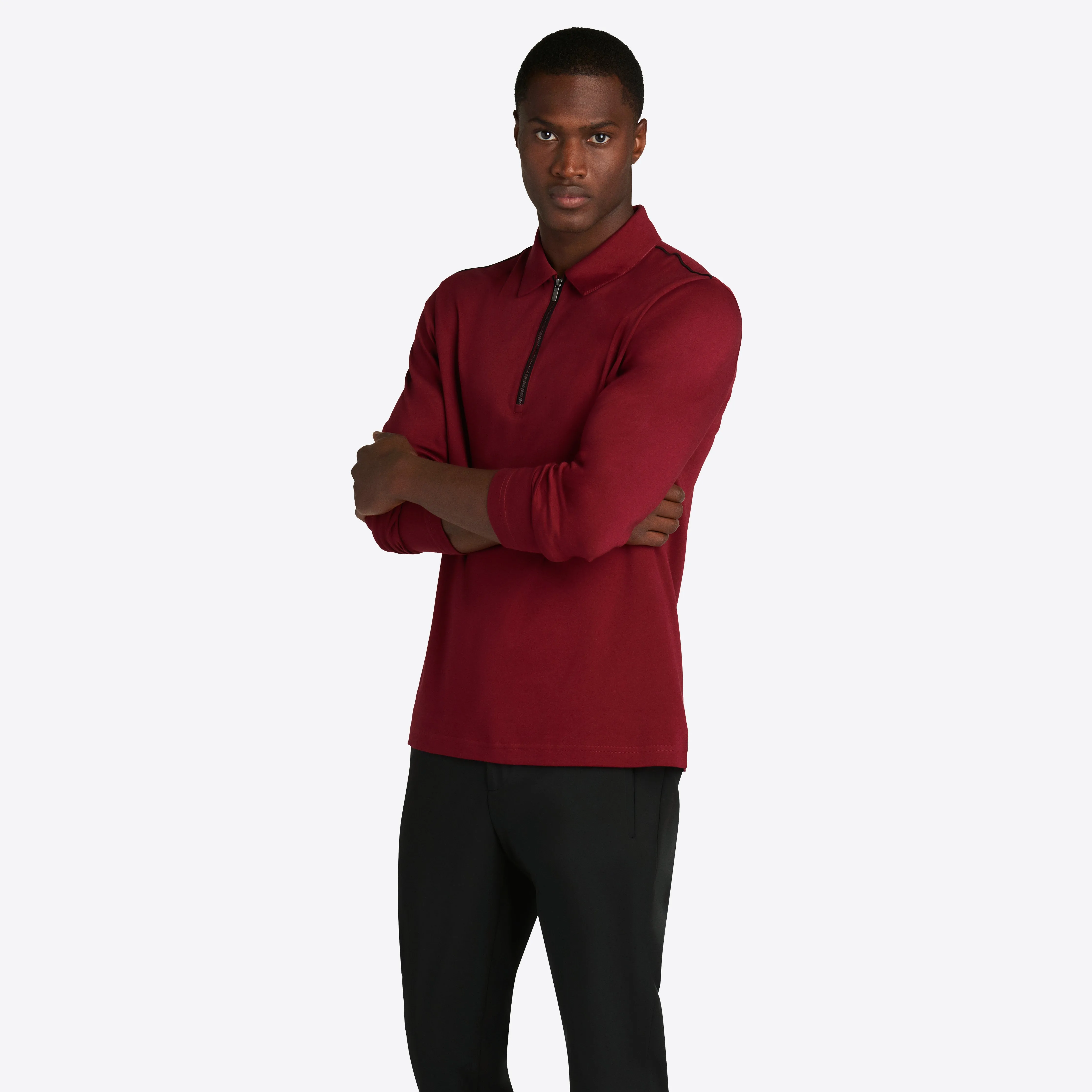 Solid Long Sleeve Quarter Zip Polo sold by Bugatchi product image thumbnail 3