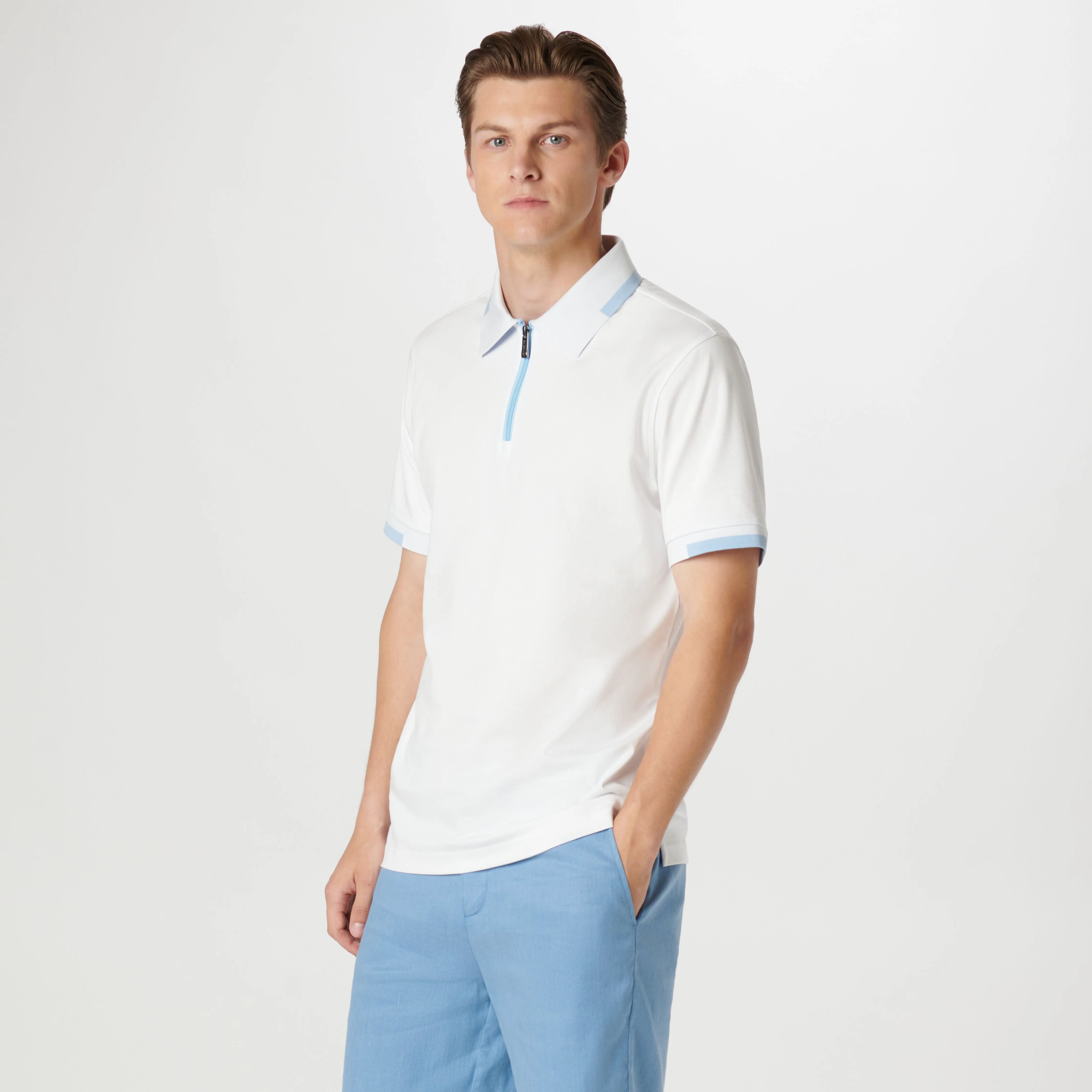 Tipped Quarter Zip Polo sold by Bugatchi product image thumbnail 3