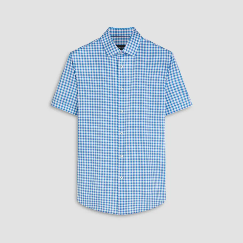 Miles Gingham Check Print OoohCotton Short Sleeve Shirt sold by Bugatchi