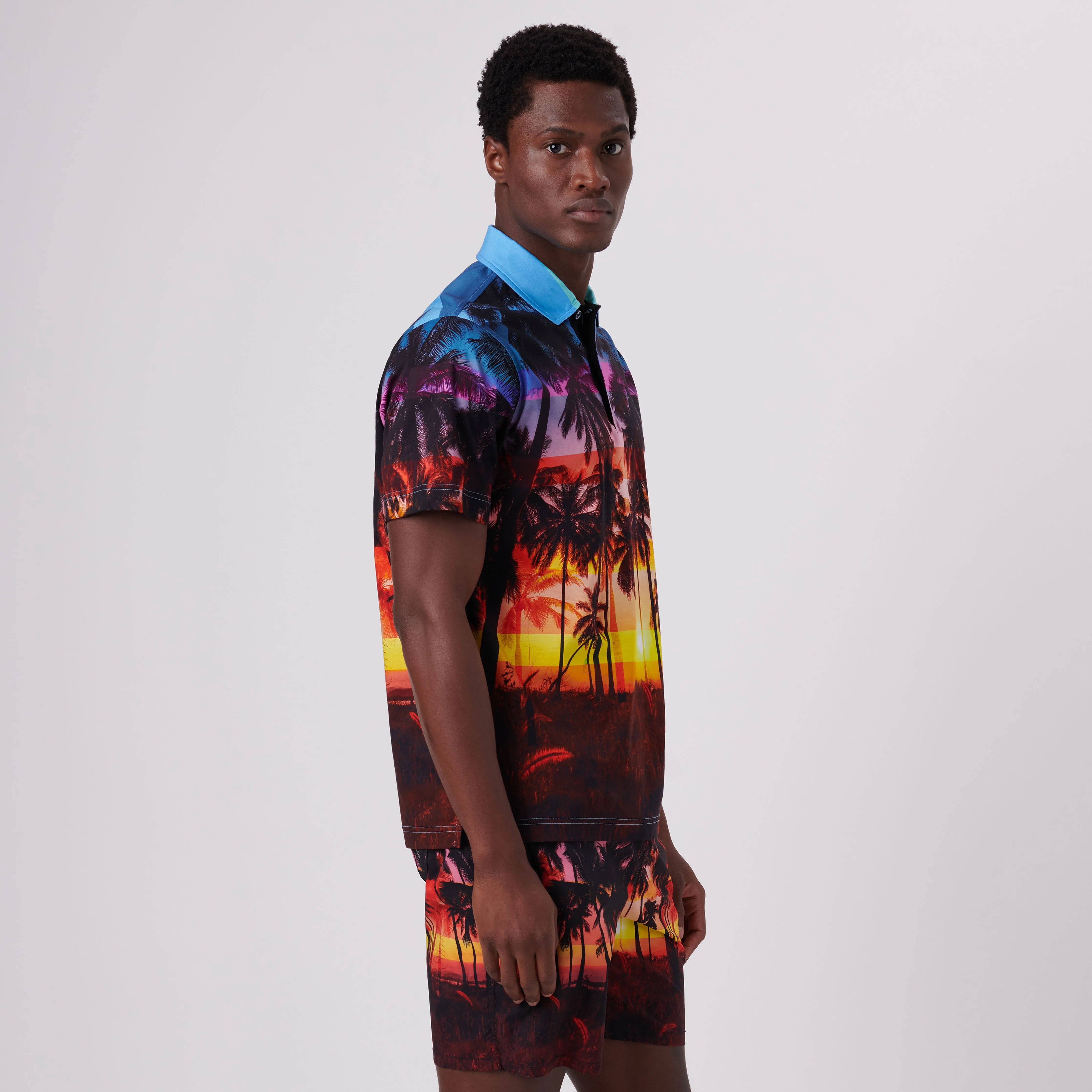 Hendrix Tropical Sunset Print Polo Shirt sold by Bugatchi product image thumbnail 3
