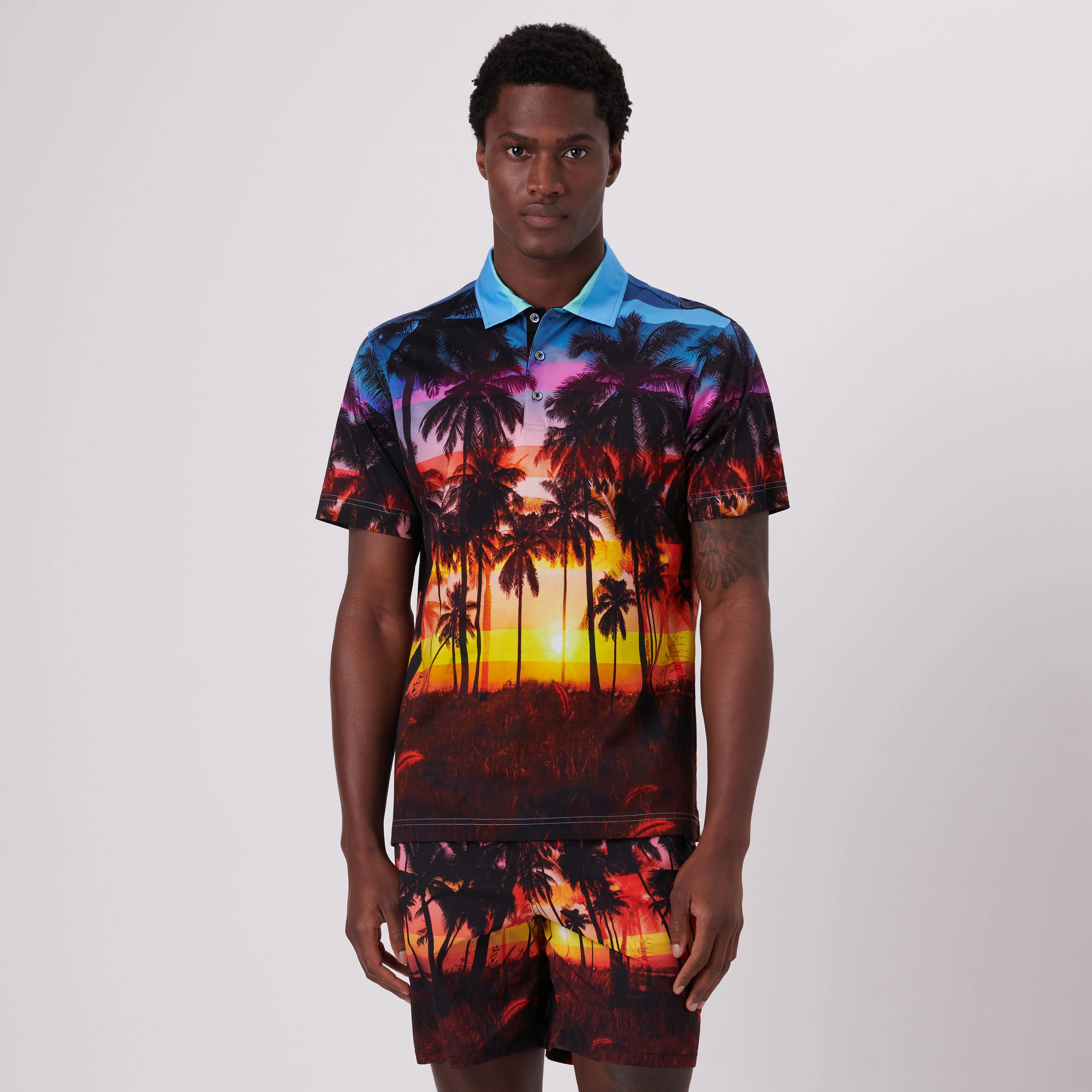 Hendrix Tropical Sunset Print Polo Shirt sold by Bugatchi product image thumbnail 2
