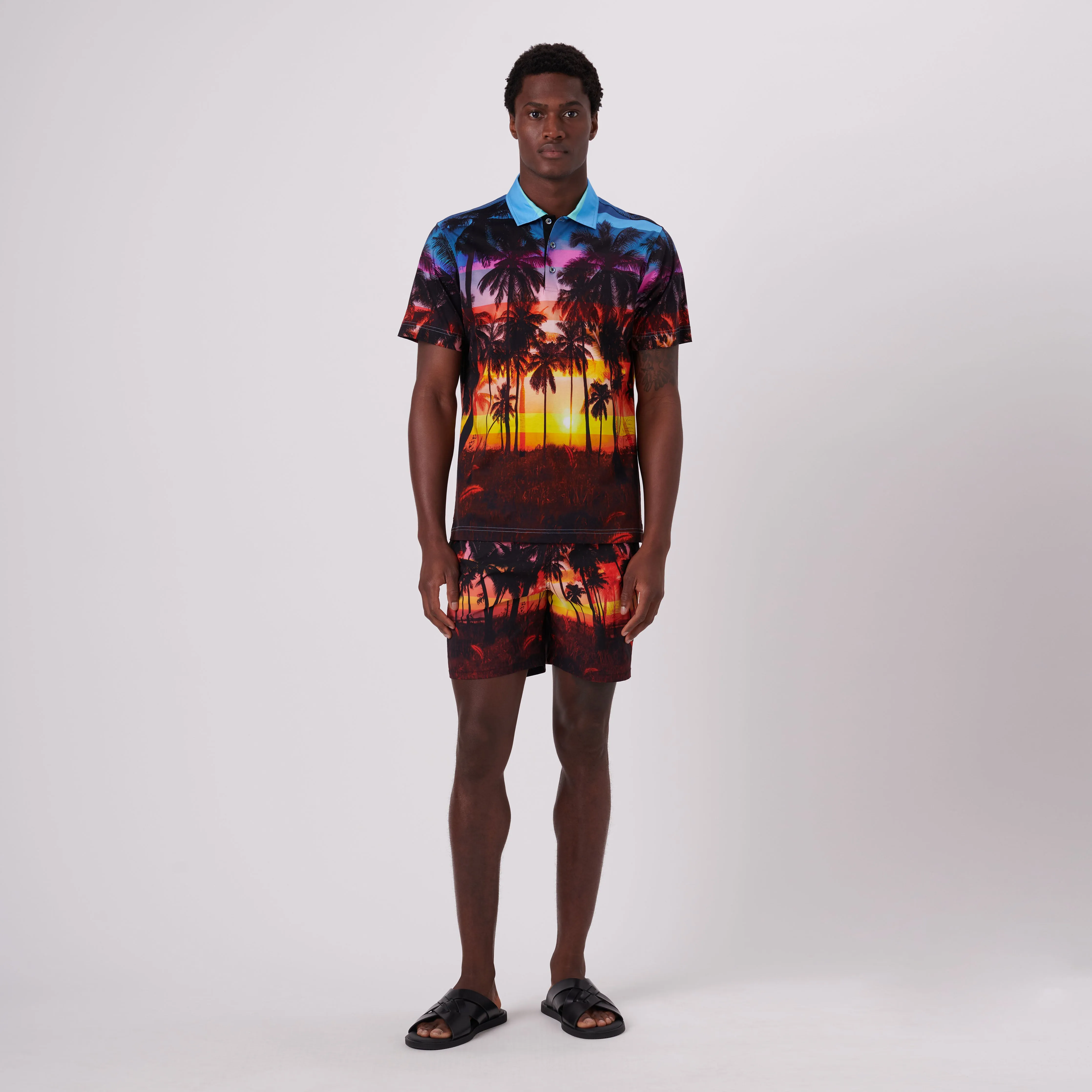 Hendrix Tropical Sunset Print Polo Shirt sold by Bugatchi product image thumbnail 5