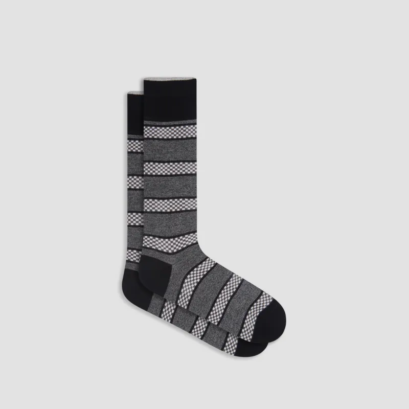 Checkerboard Stripe Mid-Calf Socks sold by Bugatchi