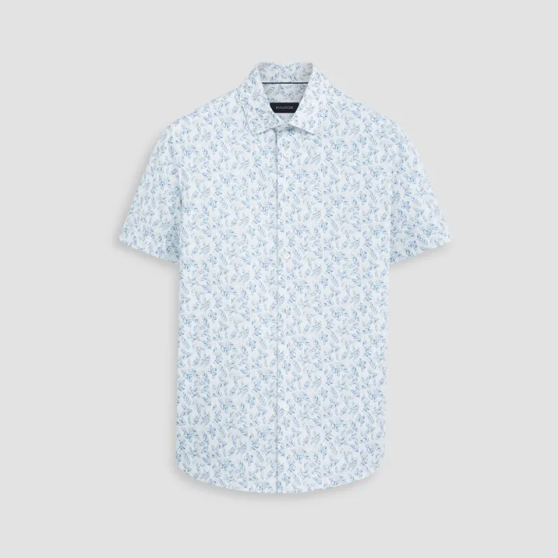 Miles Leaf Print OoohCotton Short Sleeve Shirt sold by Bugatchi