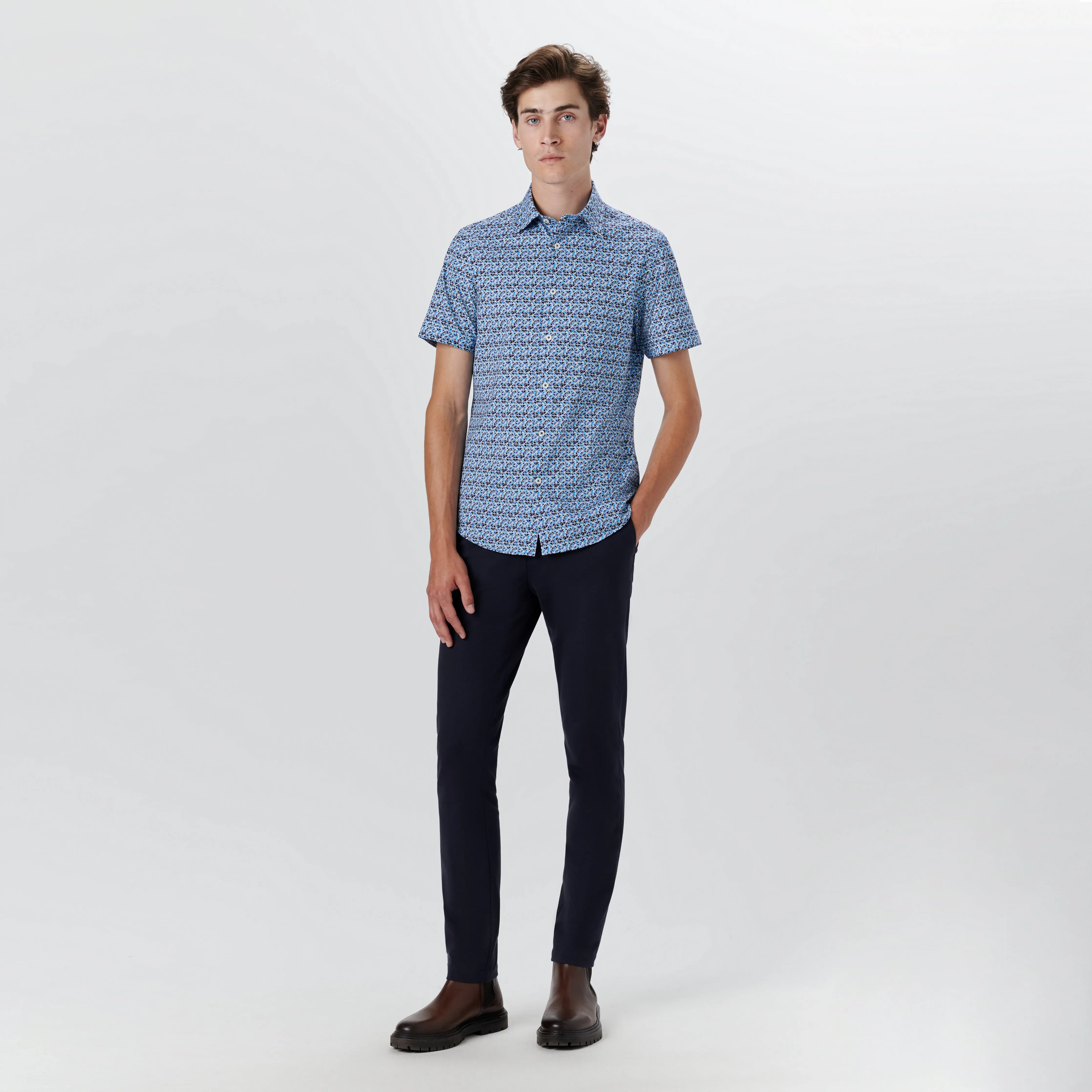 MILES Diamond Print OoohCotton Short Sleeve Shirt sold by Bugatchi product image thumbnail 5