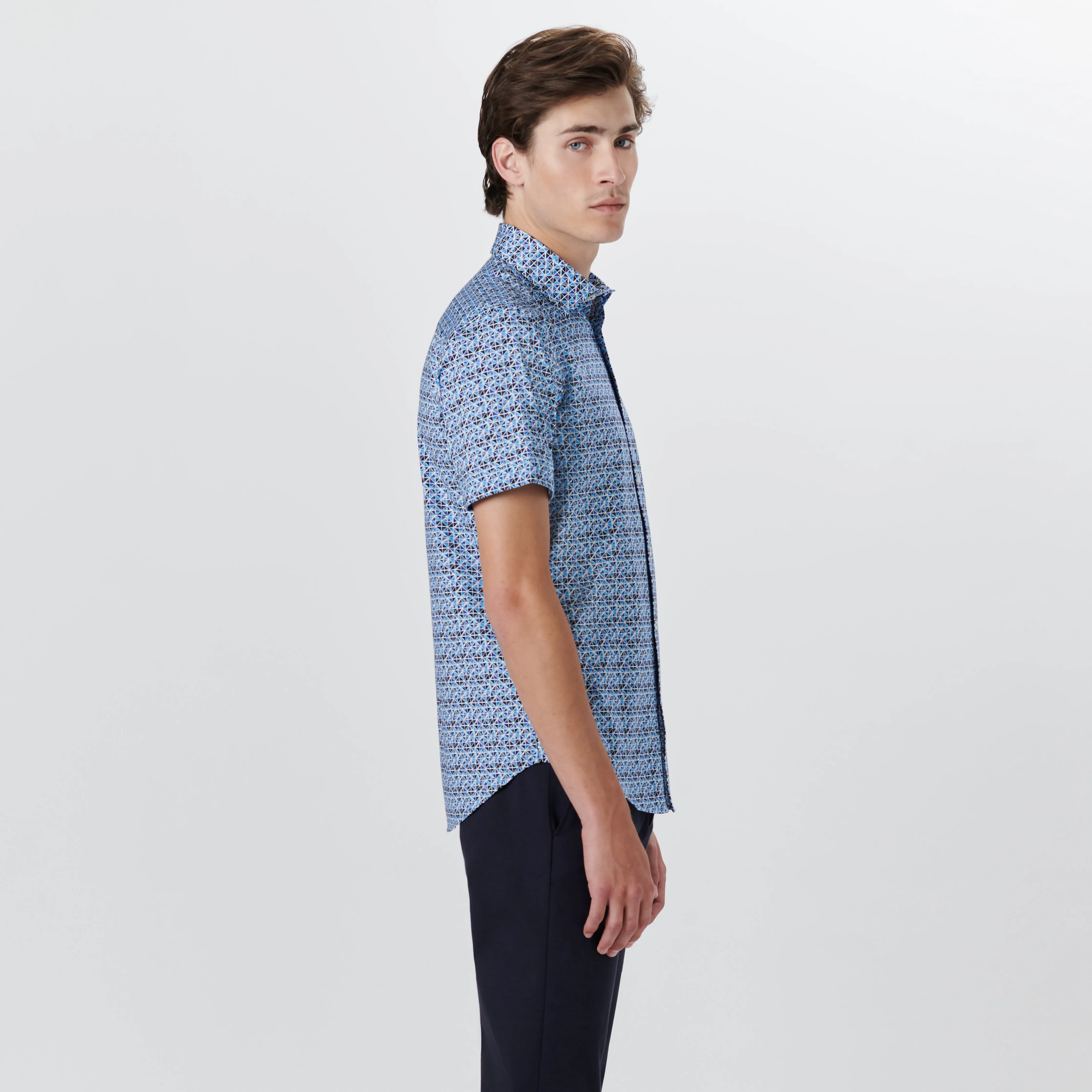 MILES Diamond Print OoohCotton Short Sleeve Shirt sold by Bugatchi product image thumbnail 3