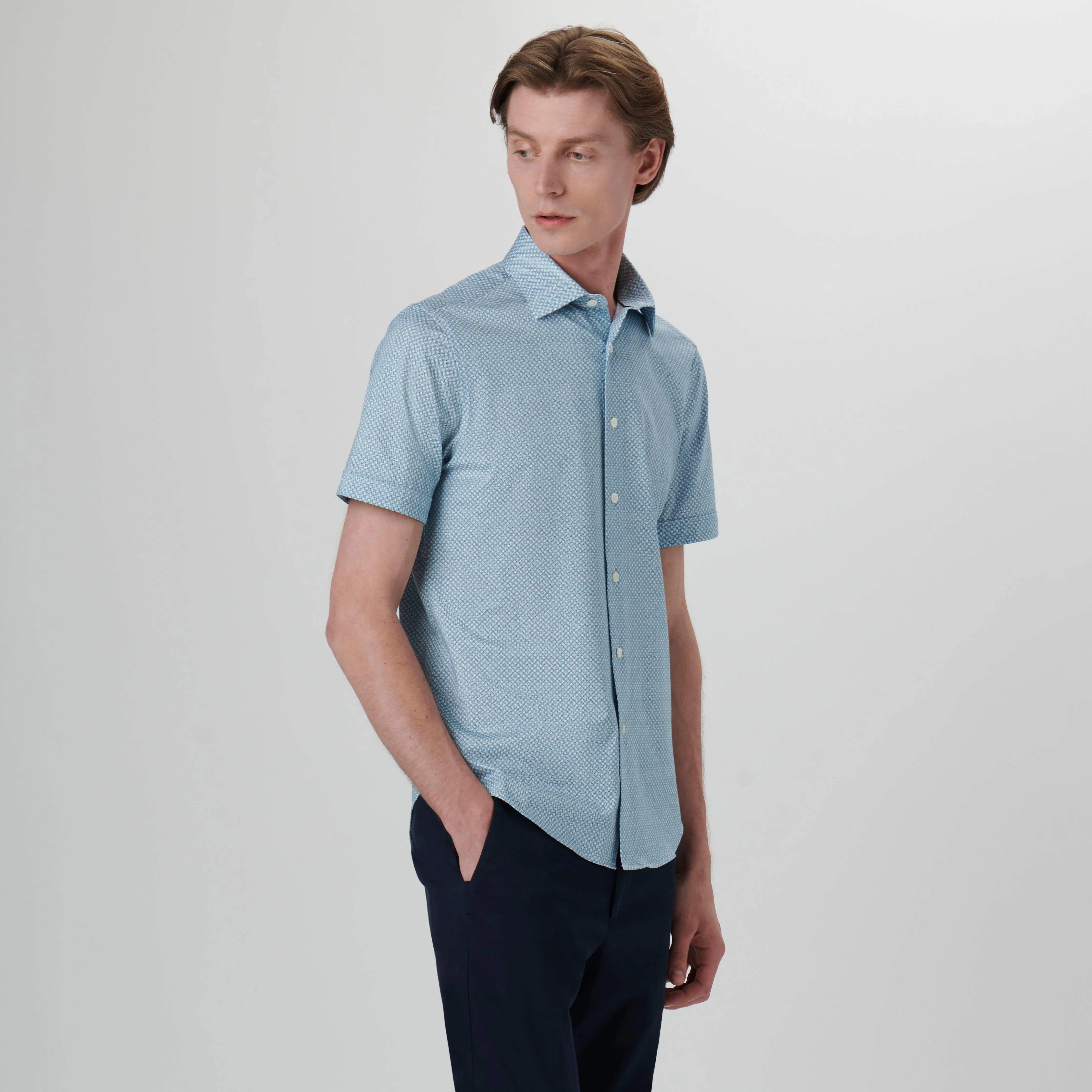 Miles Abstract Print OoohCotton Short Sleeve Shirt sold by Bugatchi product image thumbnail 3