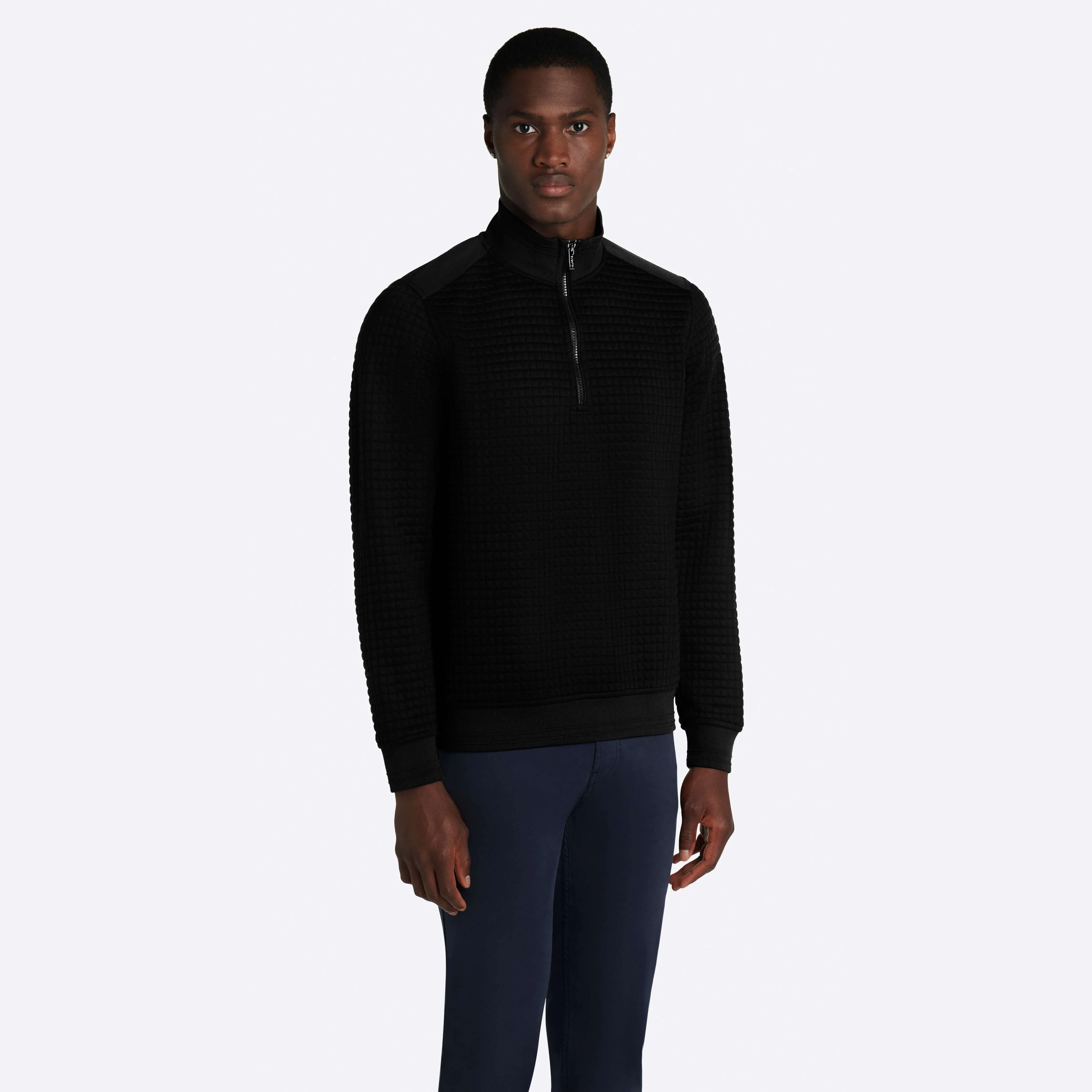 Waffle Knit Quarter Zip Mock Neck Pullover sold by Bugatchi product image thumbnail 2
