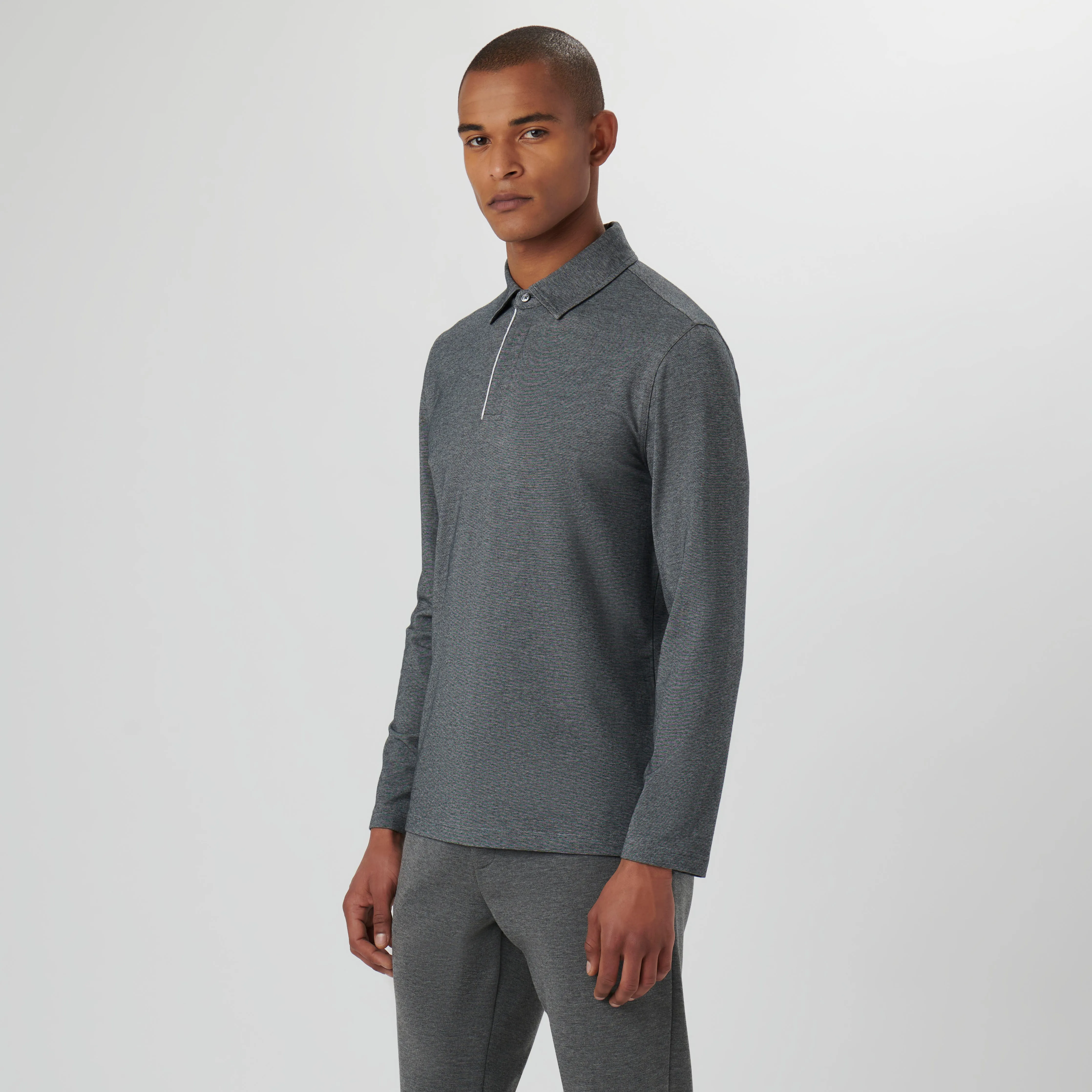 Long-sleeved Polo Shirt sold by Bugatchi product image thumbnail 3
