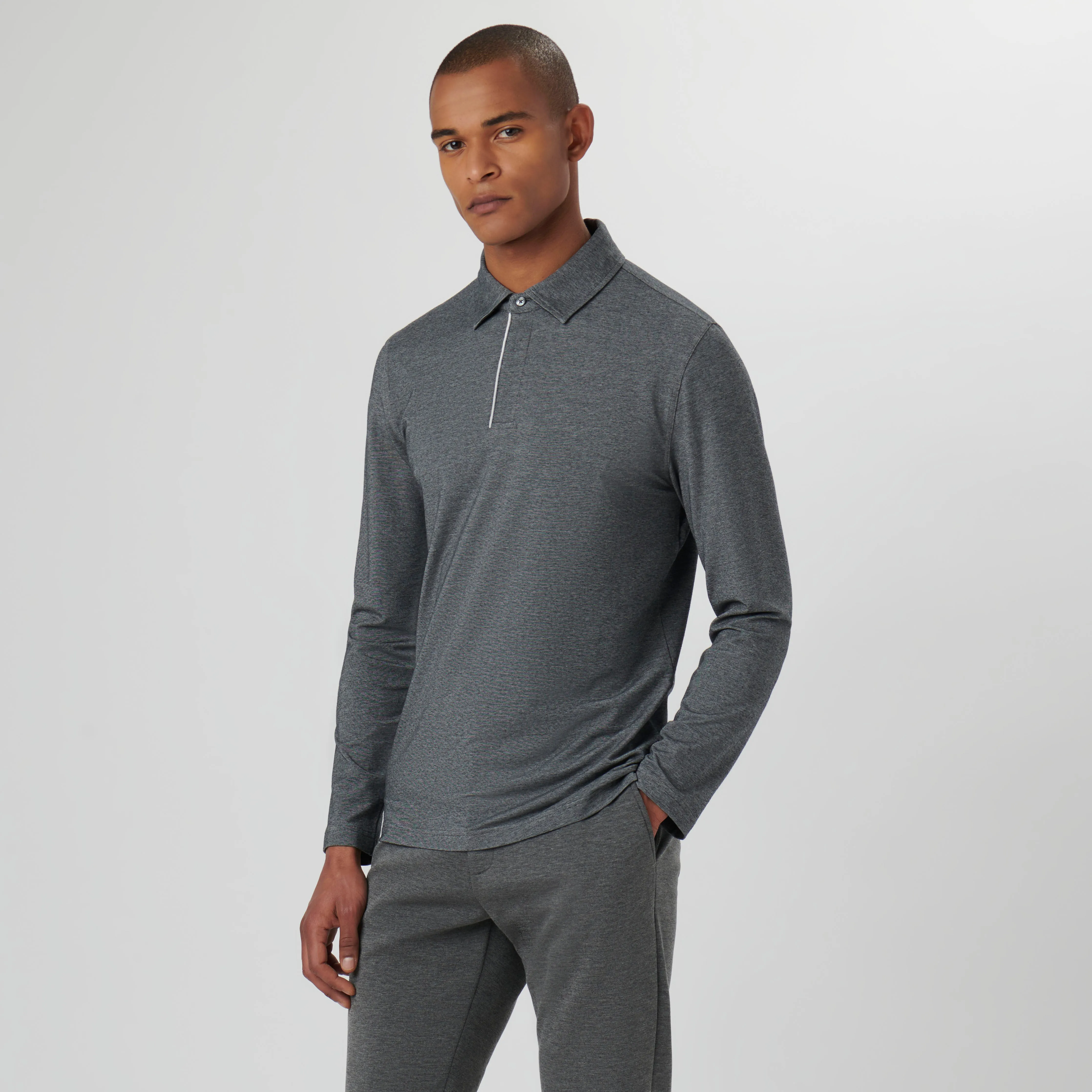 Long-sleeved Polo Shirt sold by Bugatchi product image thumbnail 2