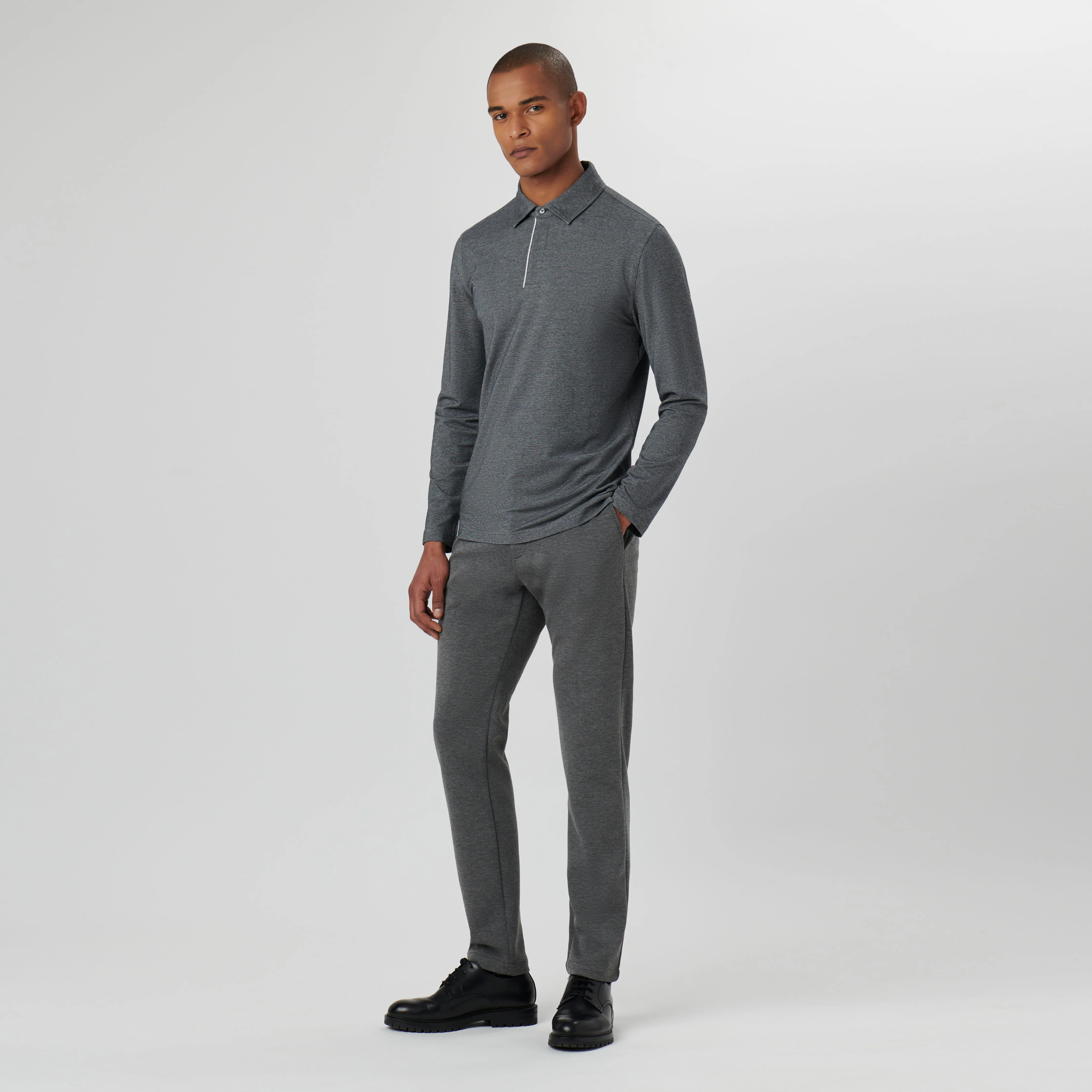 Long-sleeved Polo Shirt sold by Bugatchi product image thumbnail 5