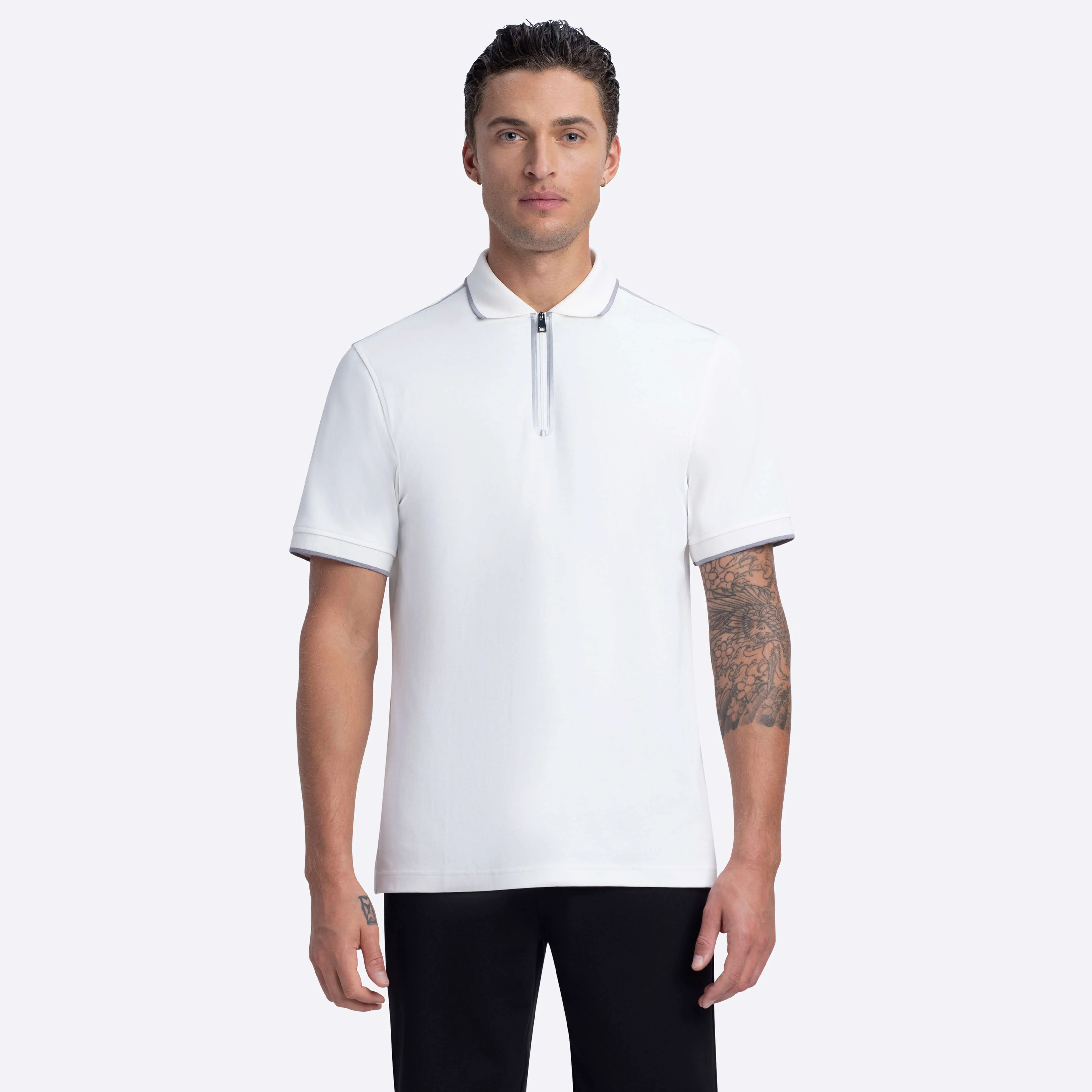 Short Sleeve Quarter Zip Polo sold by Bugatchi product image thumbnail 2