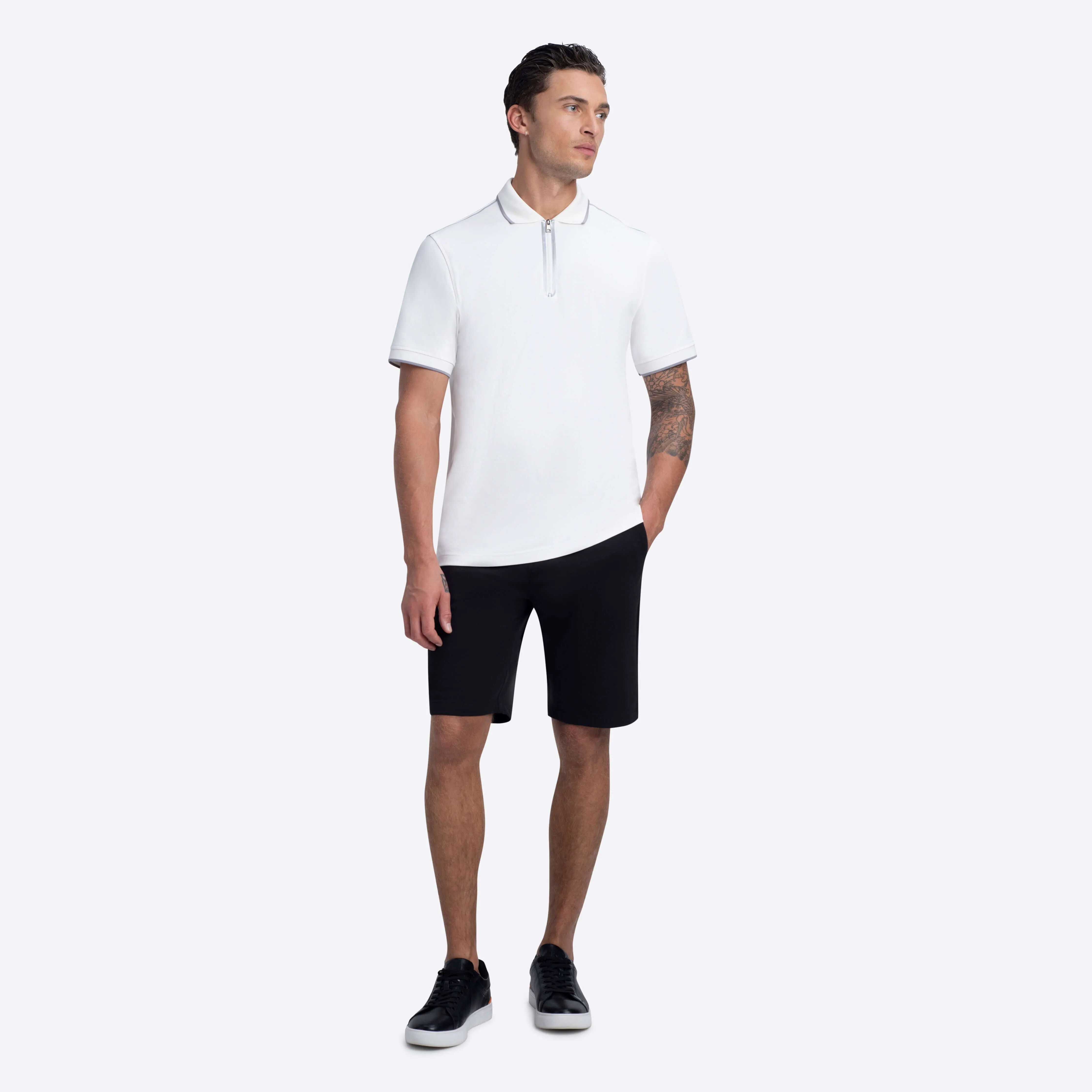 Short Sleeve Quarter Zip Polo sold by Bugatchi product image thumbnail 5