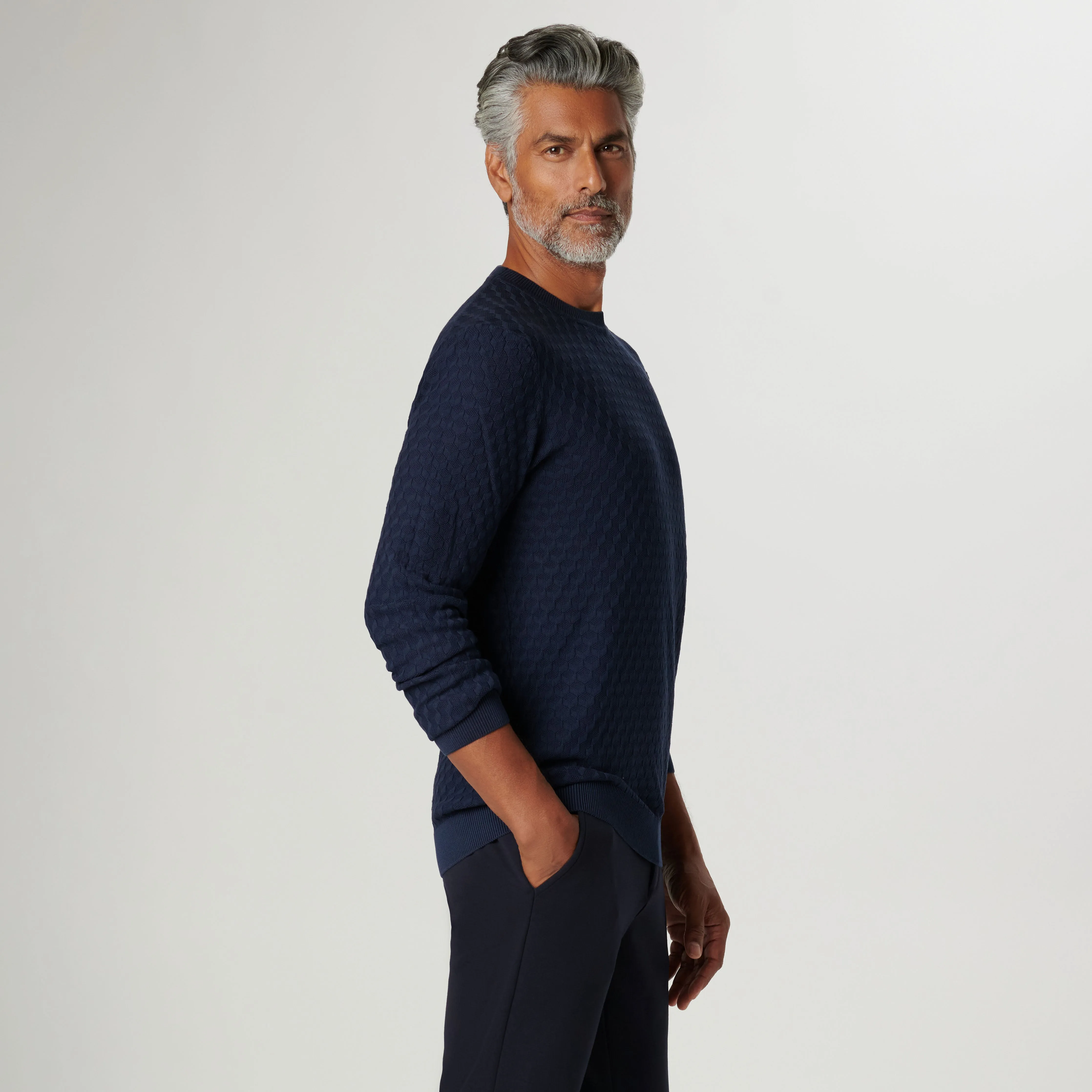 Mixed Stitch Crew Neck Sweater sold by Bugatchi product image thumbnail 3