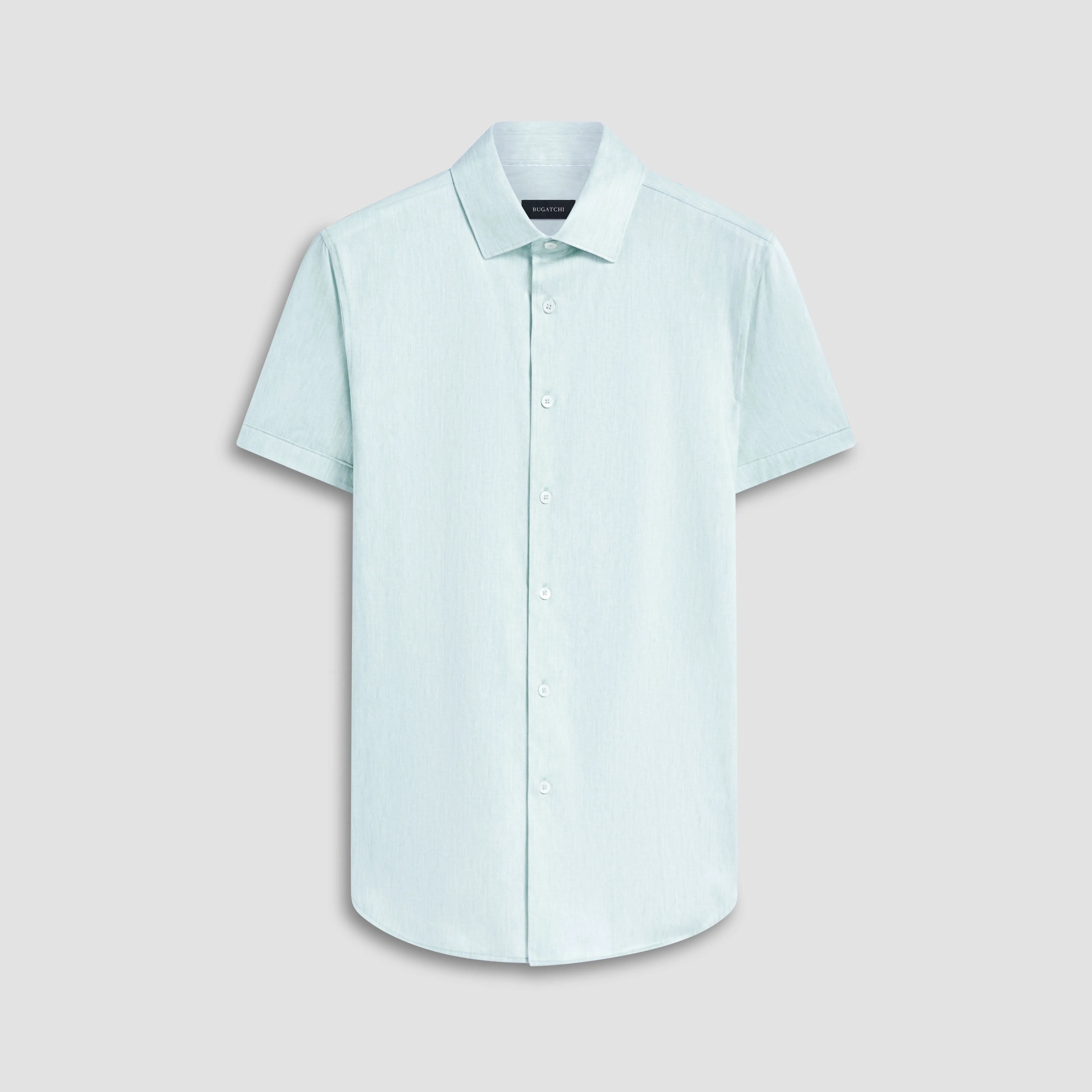 Miles Chambray Print OoohCotton Short Sleeve Shirt sold by Bugatchi