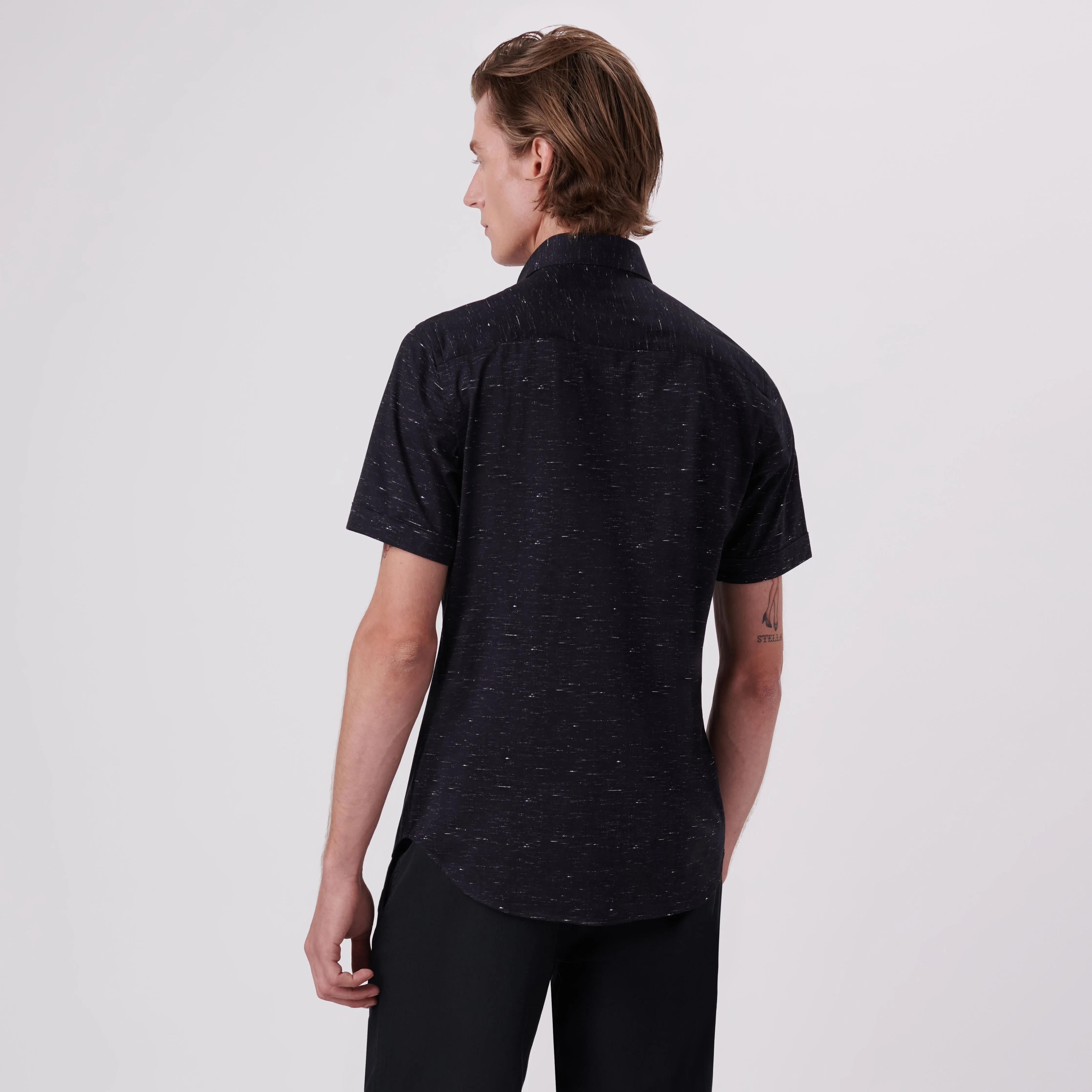 Miles Heather Print OoohCotton Short Sleeve Shirt sold by Bugatchi product image thumbnail 4