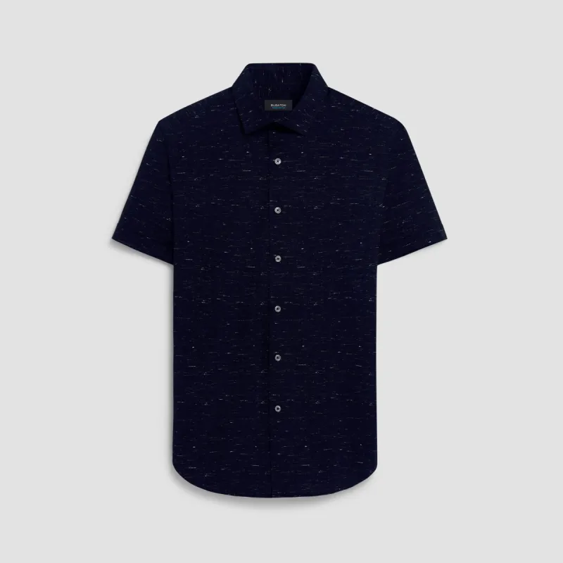 Miles Heather Print OoohCotton Short Sleeve Shirt sold by Bugatchi