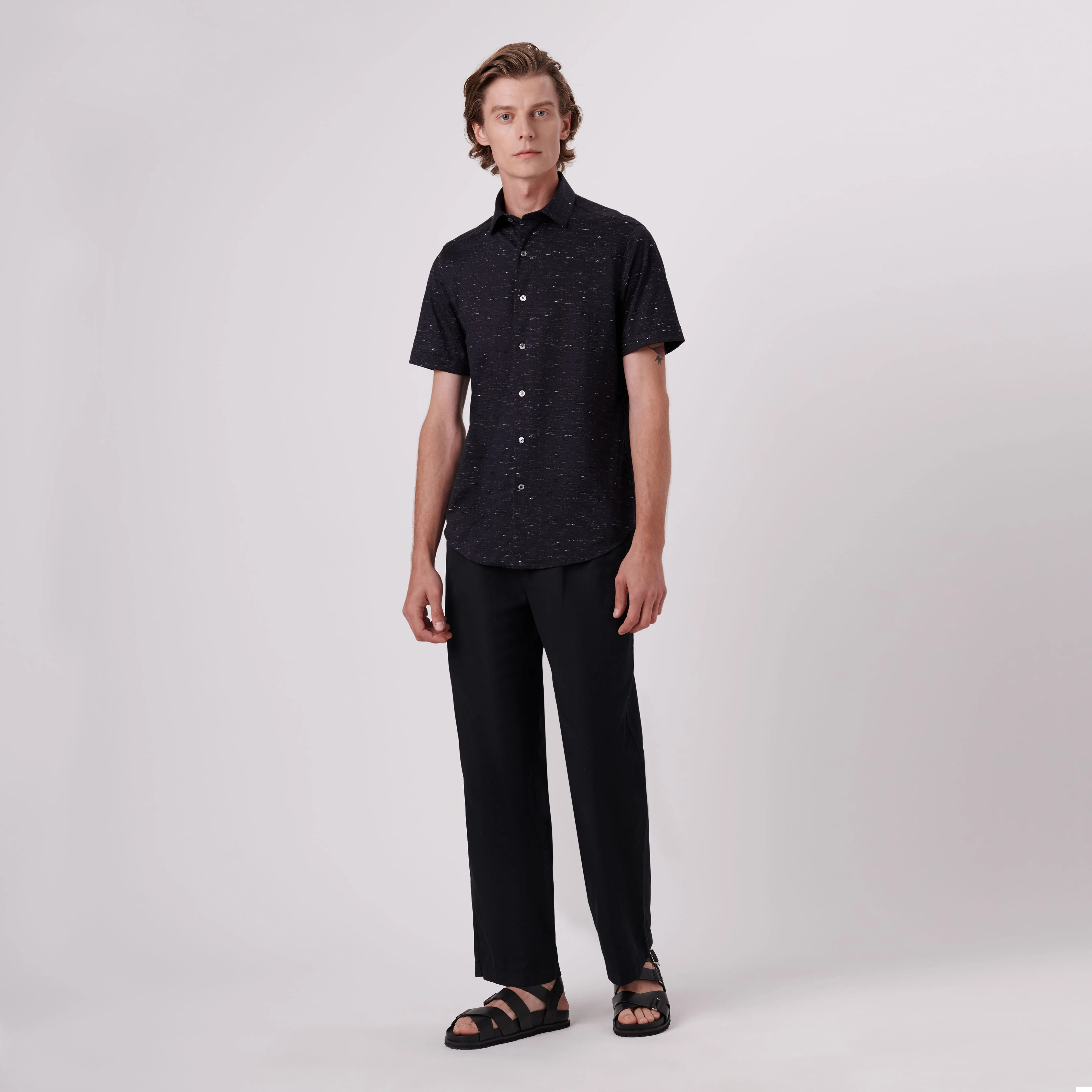 Miles Heather Print OoohCotton Short Sleeve Shirt sold by Bugatchi product image thumbnail 5