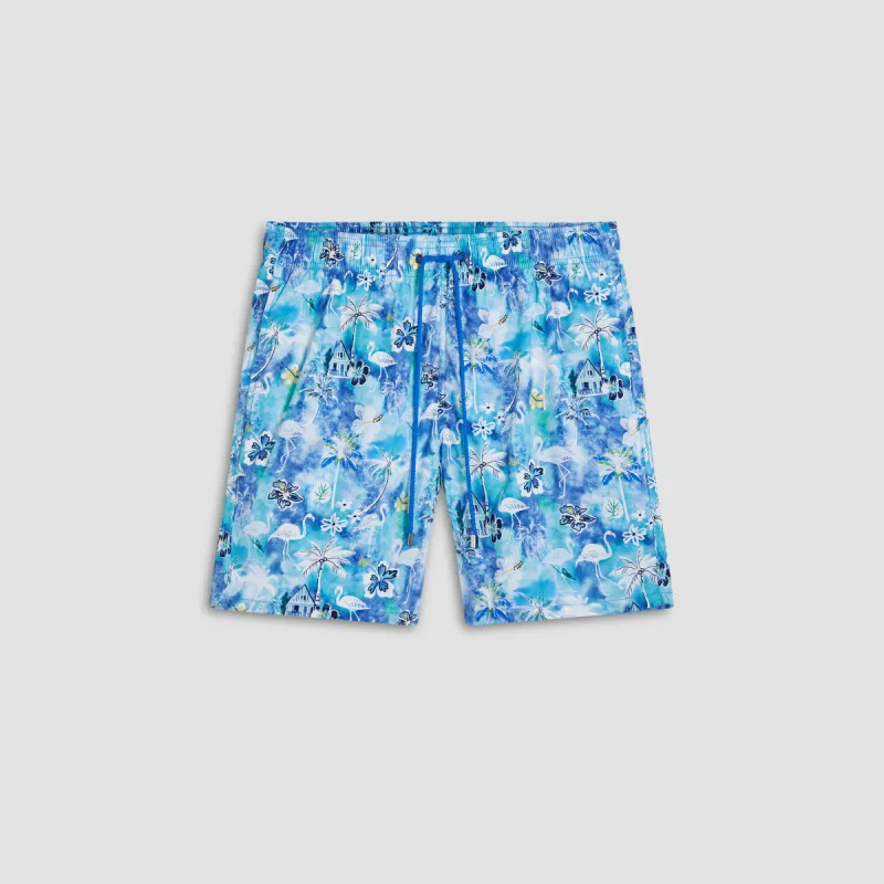 Cosmo Flamingo Floral Swim Trunks made by Bugatchi