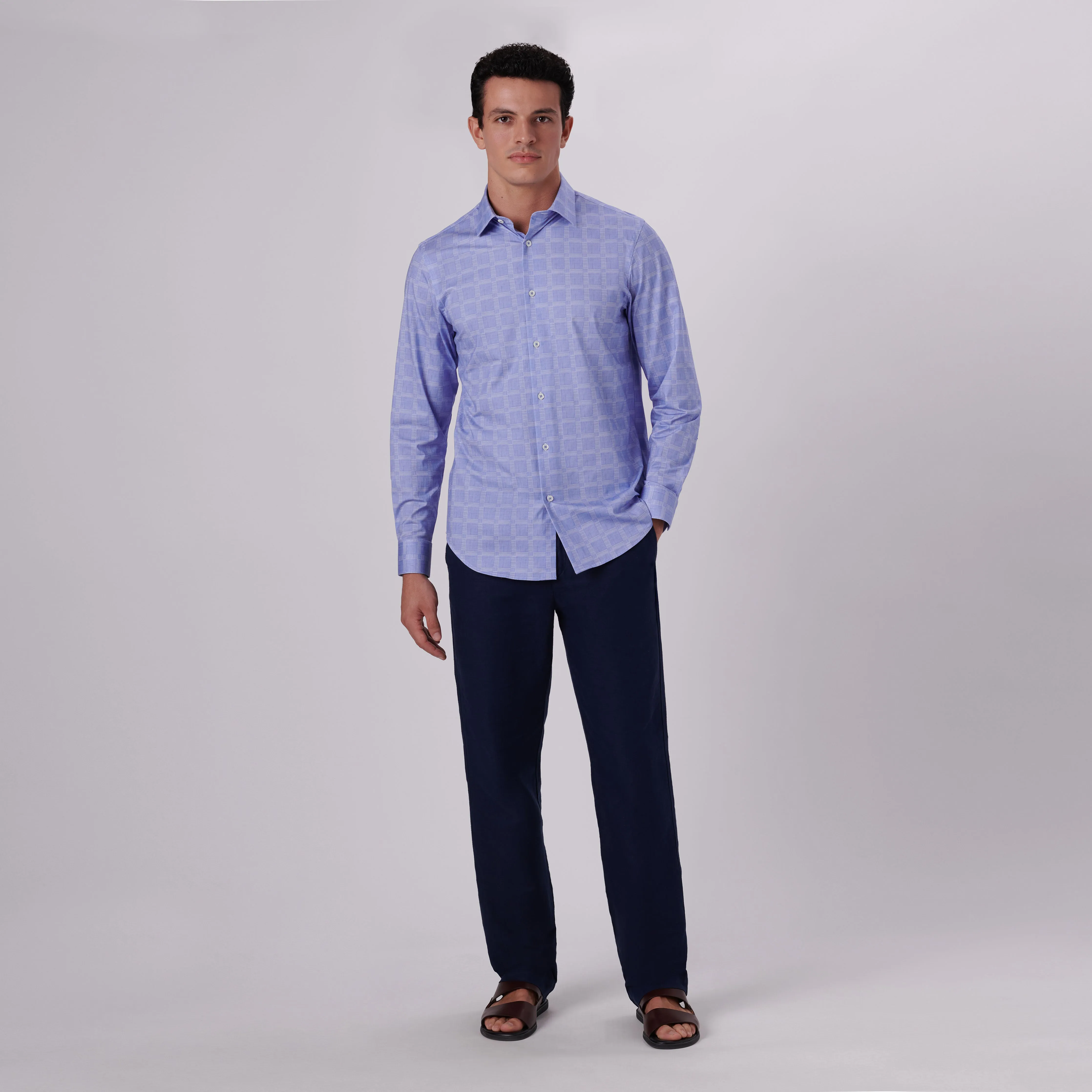 James Windowpane Check Print OoohCotton Shirt sold by Bugatchi product image thumbnail 5