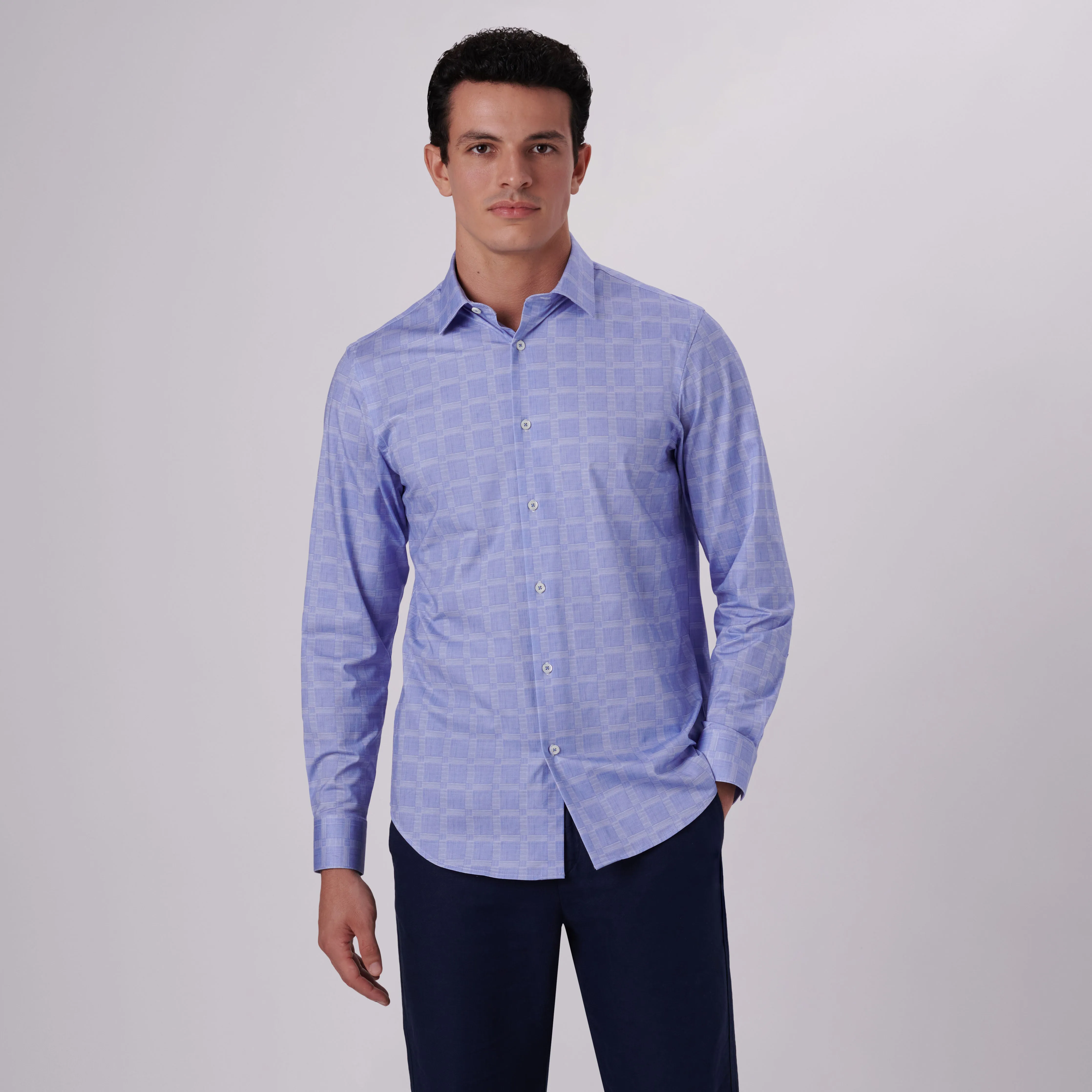 James Windowpane Check Print OoohCotton Shirt sold by Bugatchi product image thumbnail 2