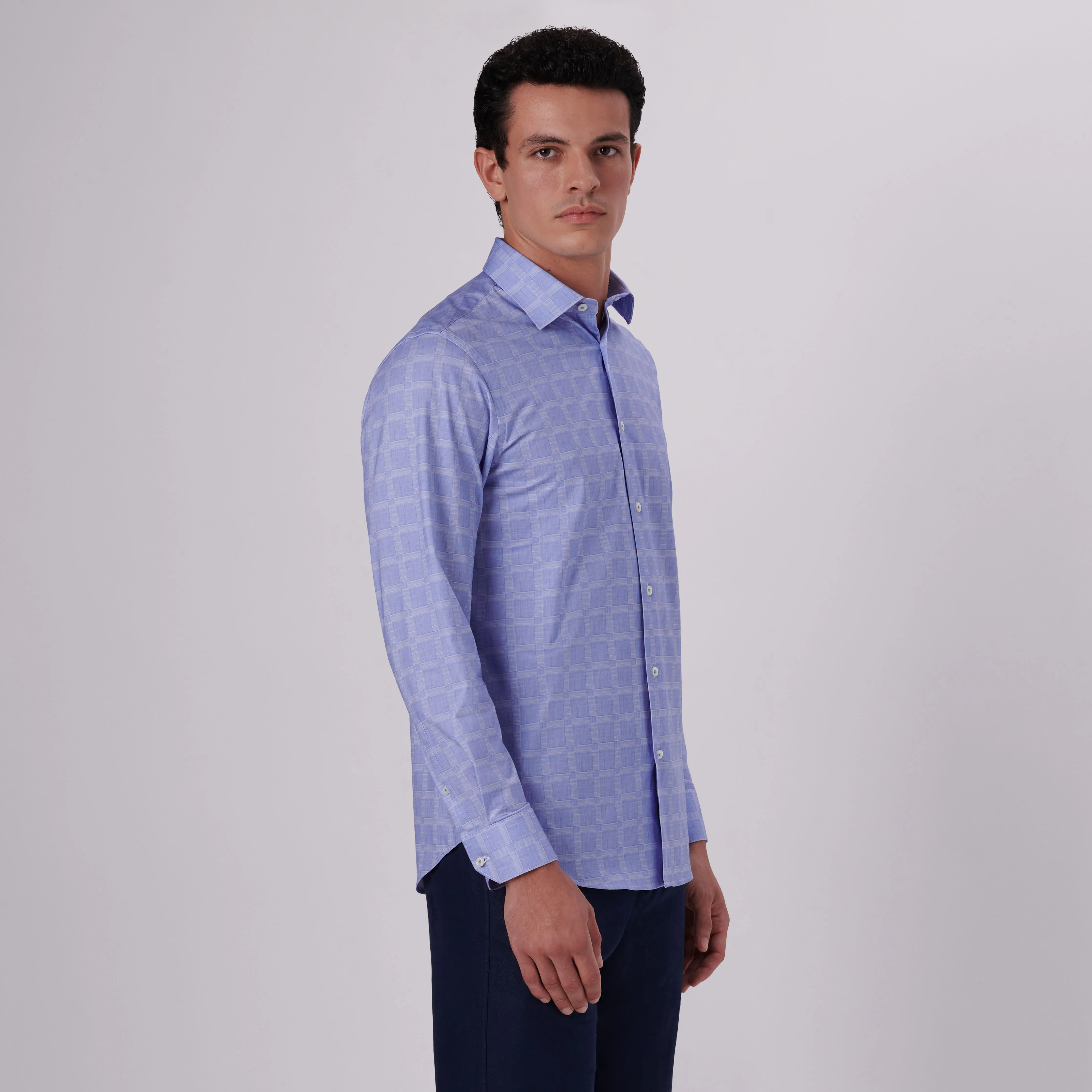 James Windowpane Check Print OoohCotton Shirt sold by Bugatchi product image thumbnail 3