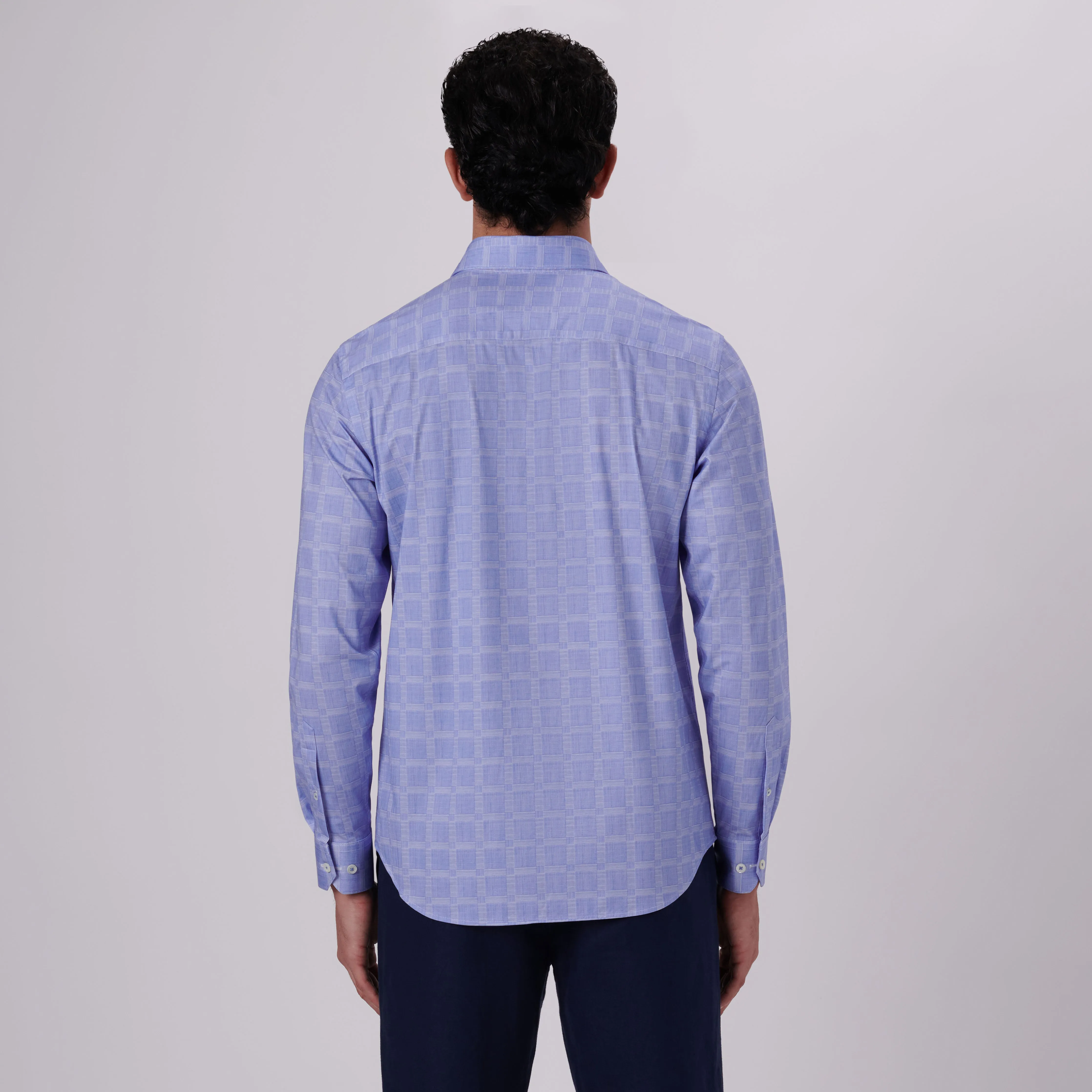 James Windowpane Check Print OoohCotton Shirt sold by Bugatchi product image thumbnail 4