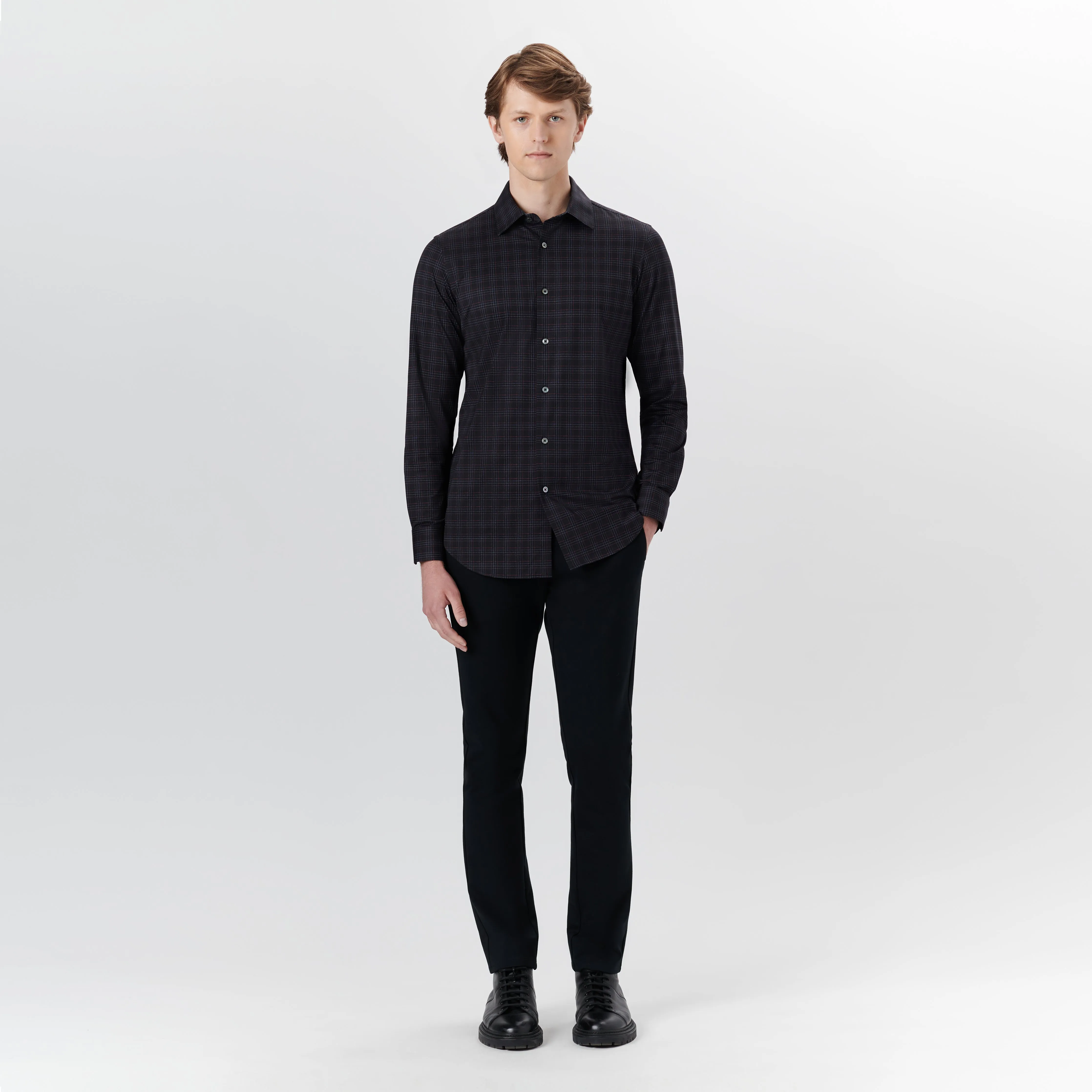 JAMES Plaid Check OoohCotton Shirt sold by Bugatchi product image thumbnail 5