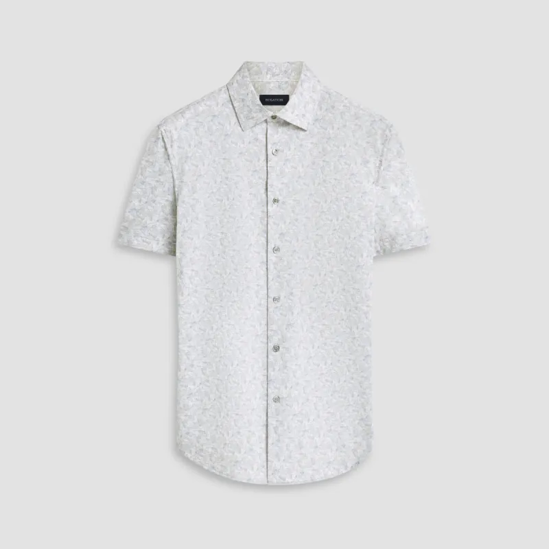 Miles Leaf Print OoohCotton Short Sleeve Shirt sold by Bugatchi