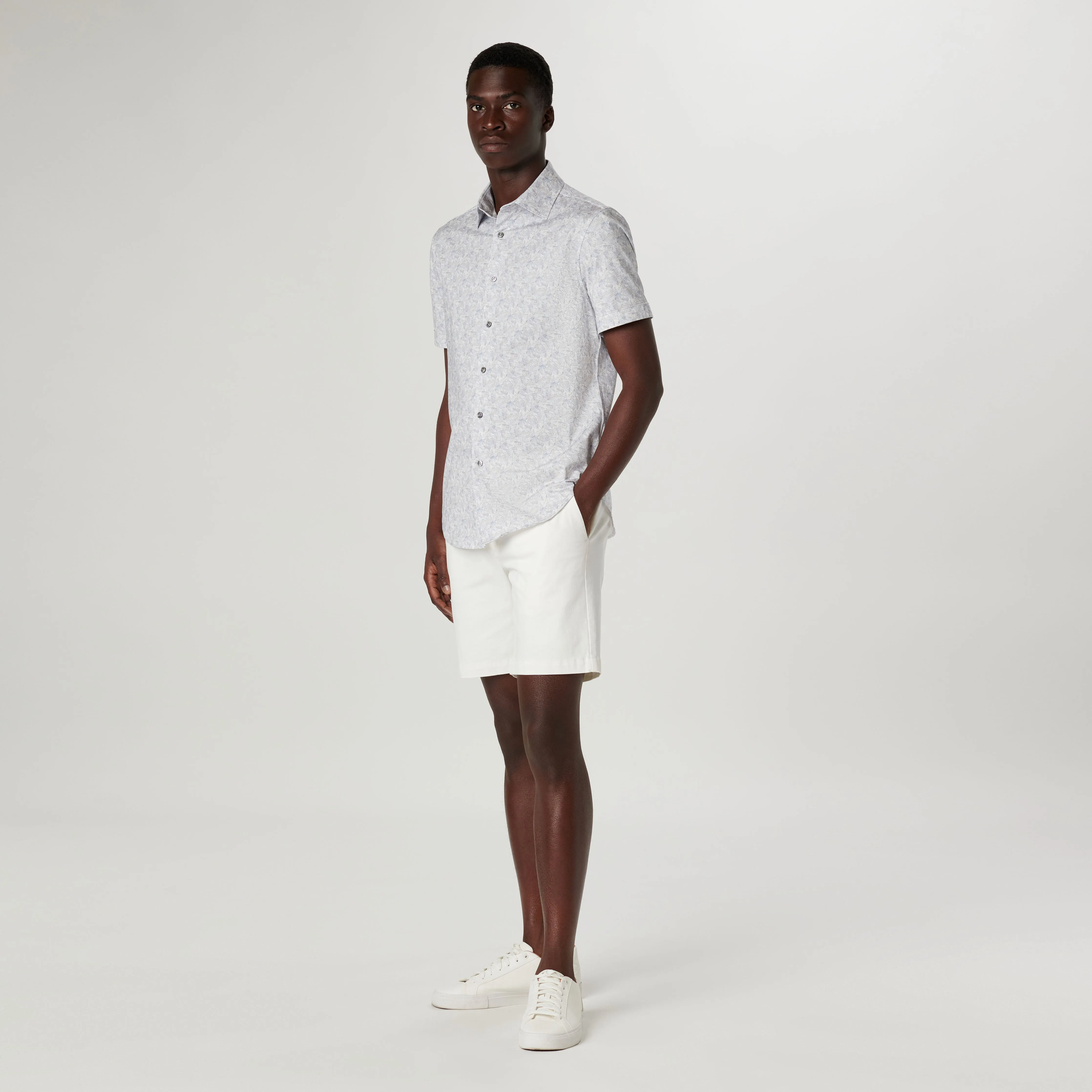 Miles Leaf Print OoohCotton Short Sleeve Shirt sold by Bugatchi product image thumbnail 5