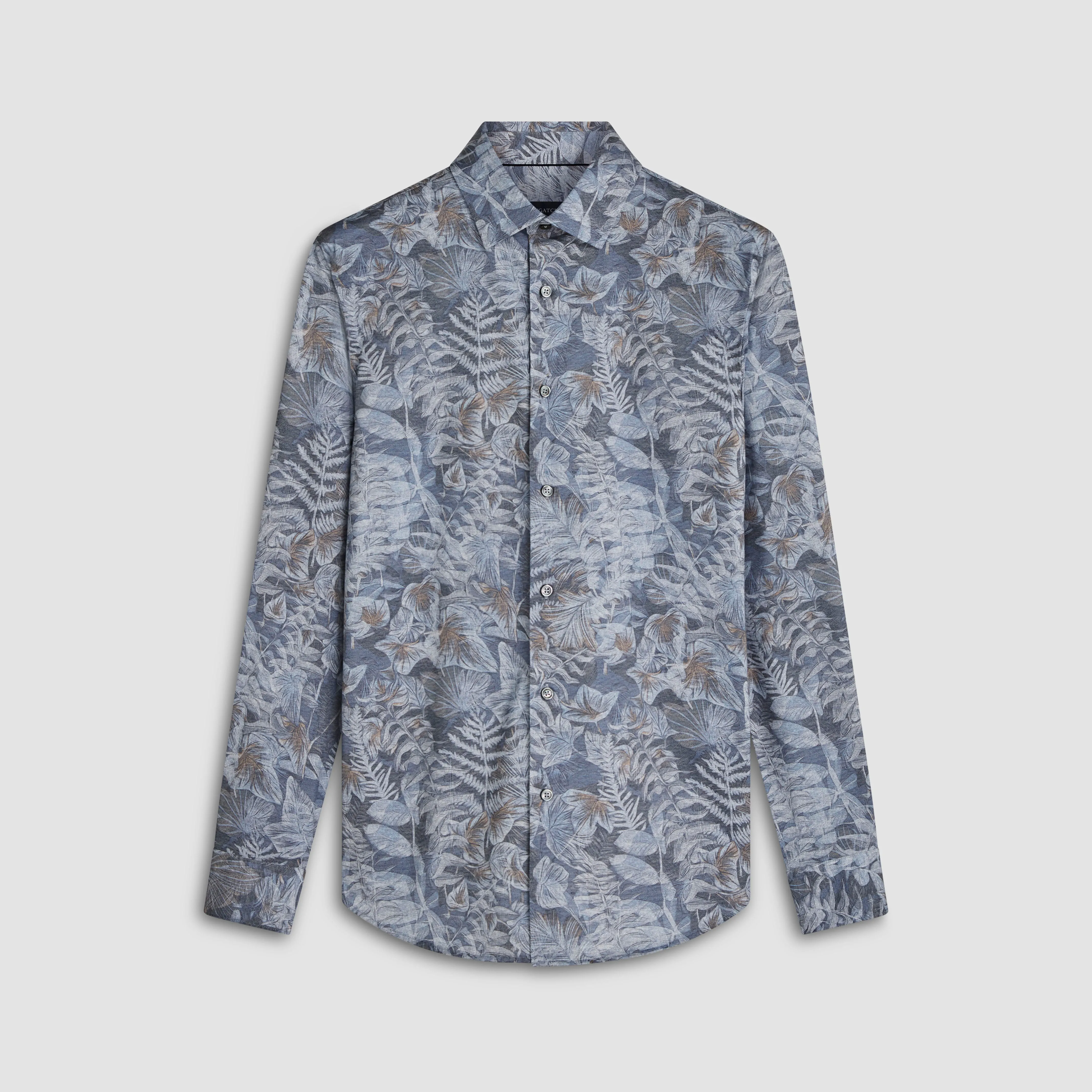 James Leaf Print OoohCotton Shirt sold by Bugatchi