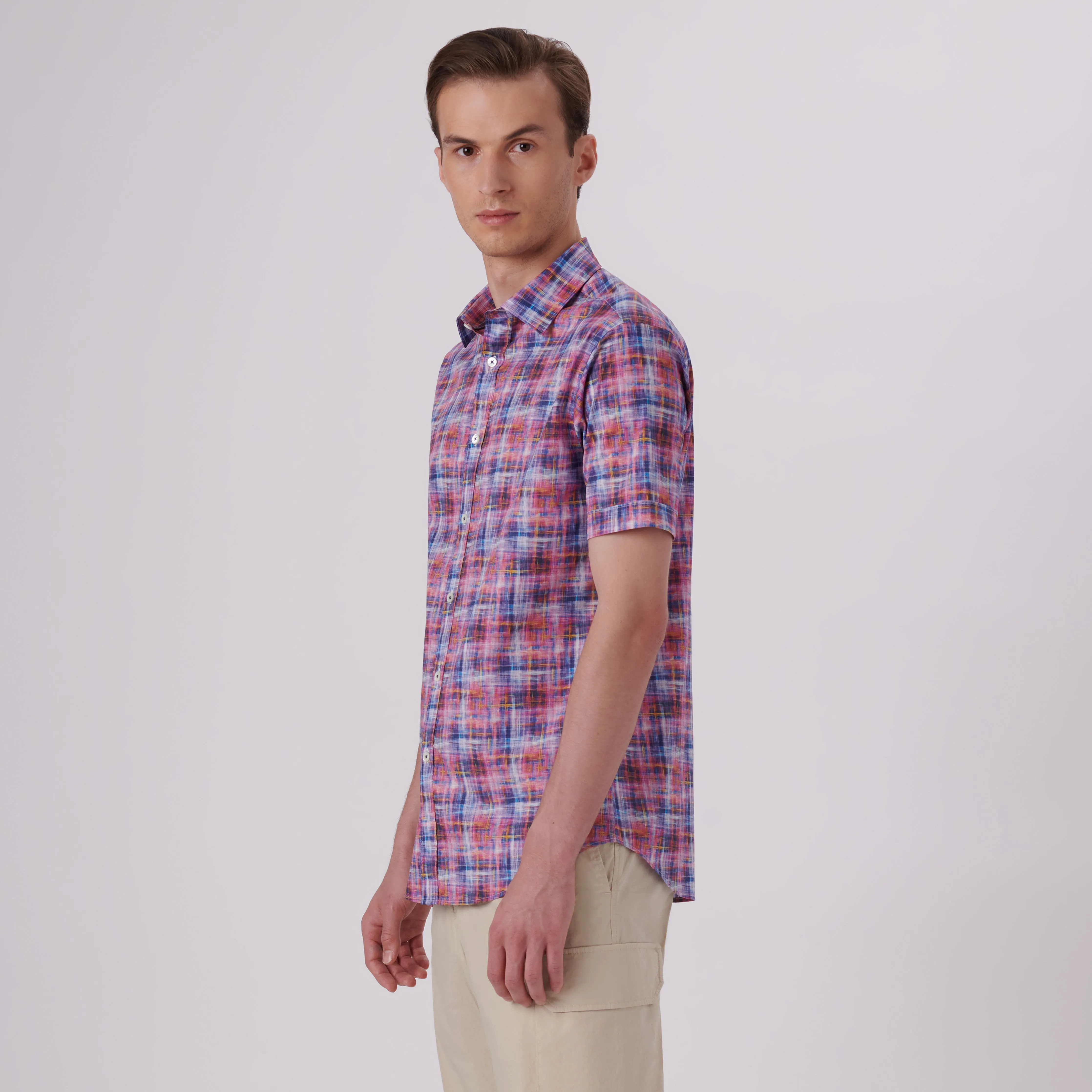 Orson Irregular Check Short Sleeve Shirt sold by Bugatchi product image thumbnail 3