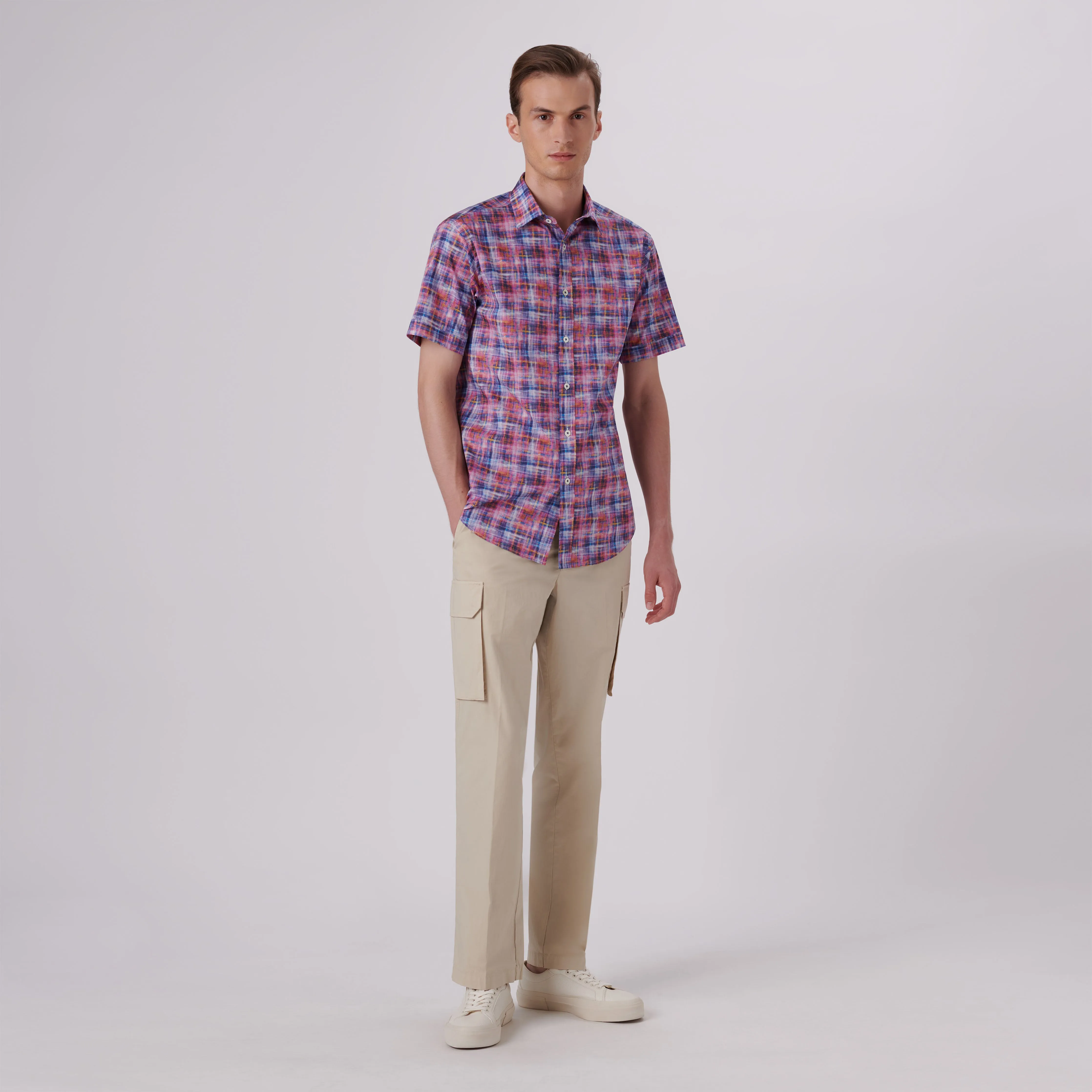 Orson Irregular Check Short Sleeve Shirt sold by Bugatchi product image thumbnail 5
