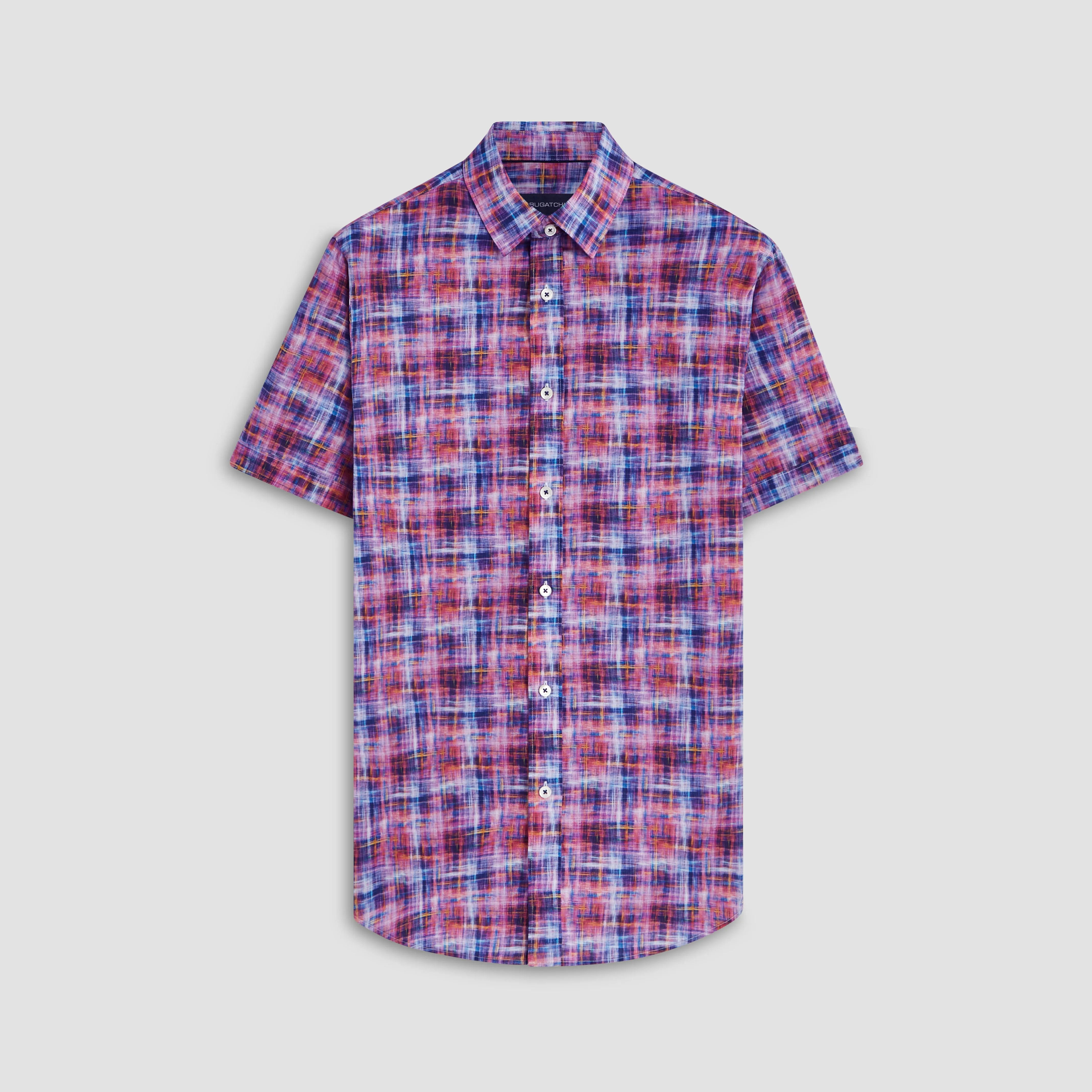 Orson Irregular Check Short Sleeve Shirt sold by Bugatchi