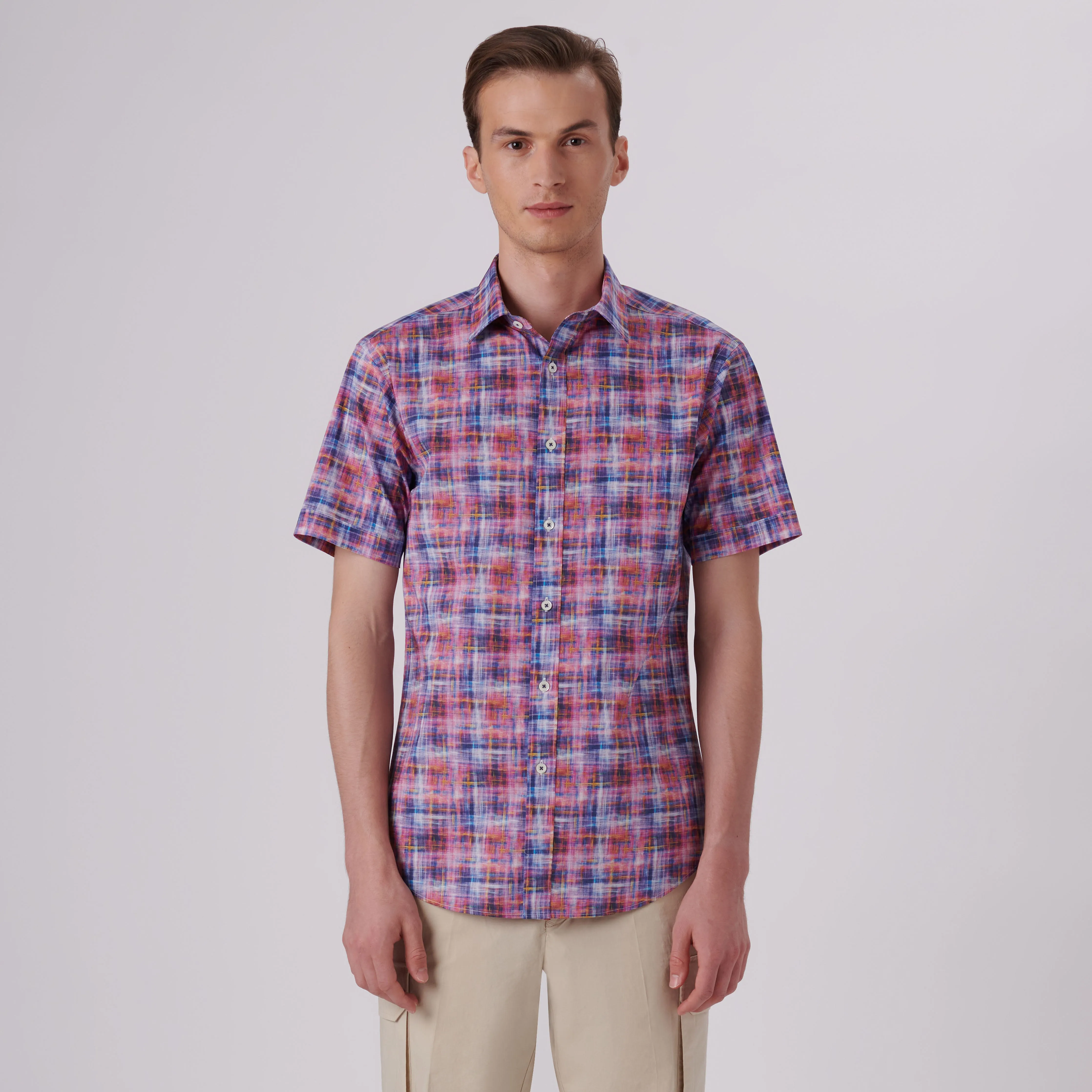 Orson Irregular Check Short Sleeve Shirt sold by Bugatchi product image thumbnail 2
