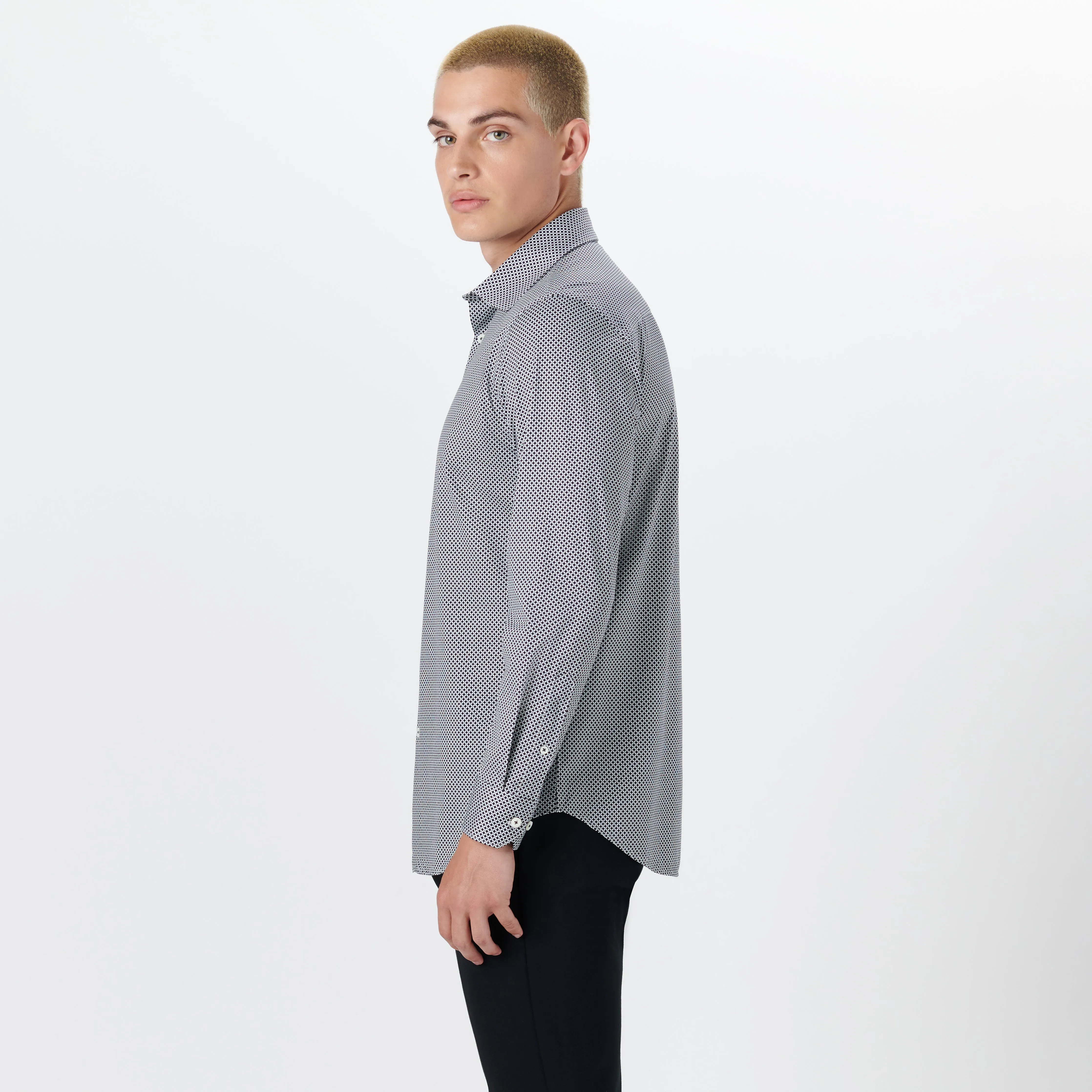 JAMES Diamond Check OoohCotton Shirt sold by Bugatchi product image thumbnail 3