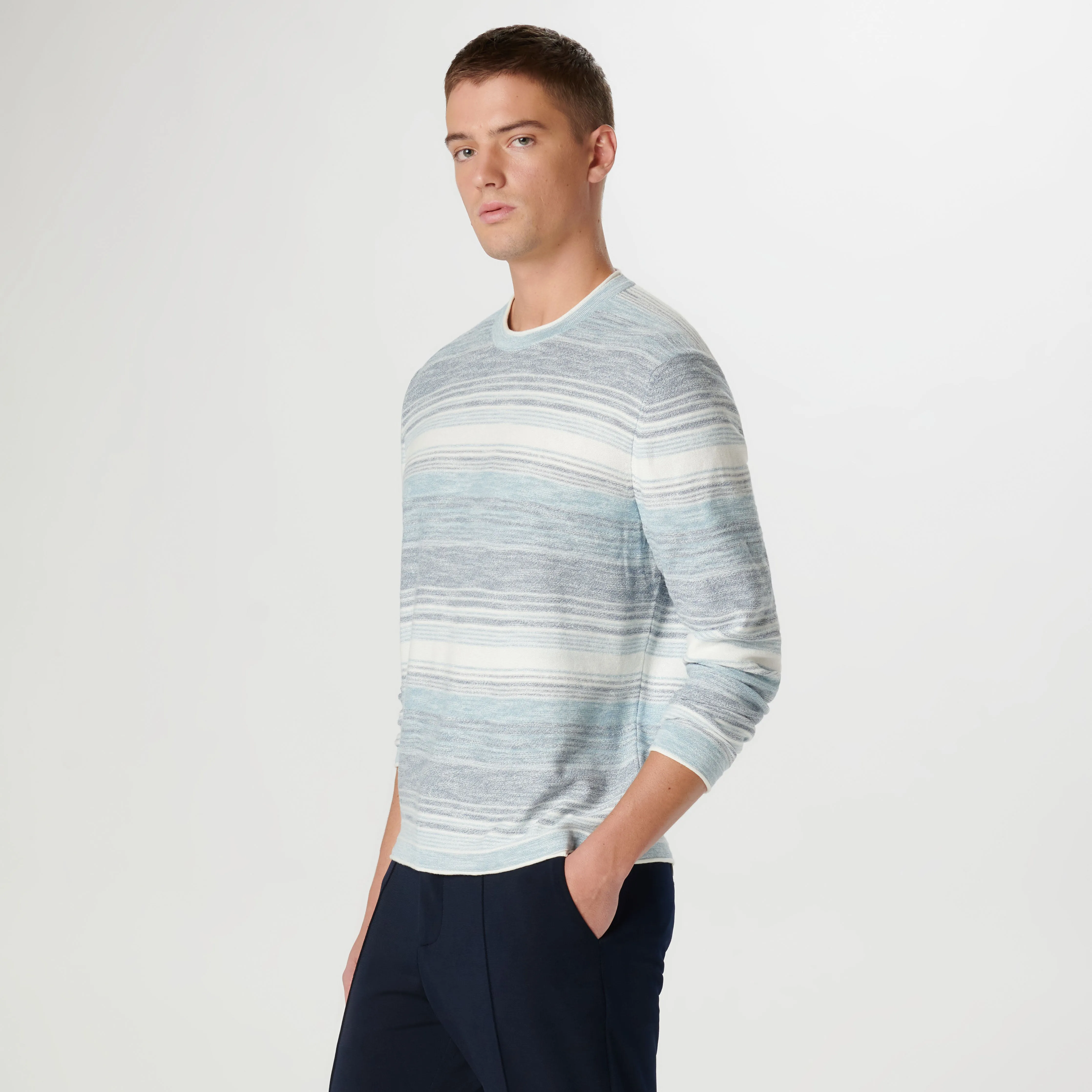 Ombre Stripe Crew Neck Sweater sold by Bugatchi product image thumbnail 3