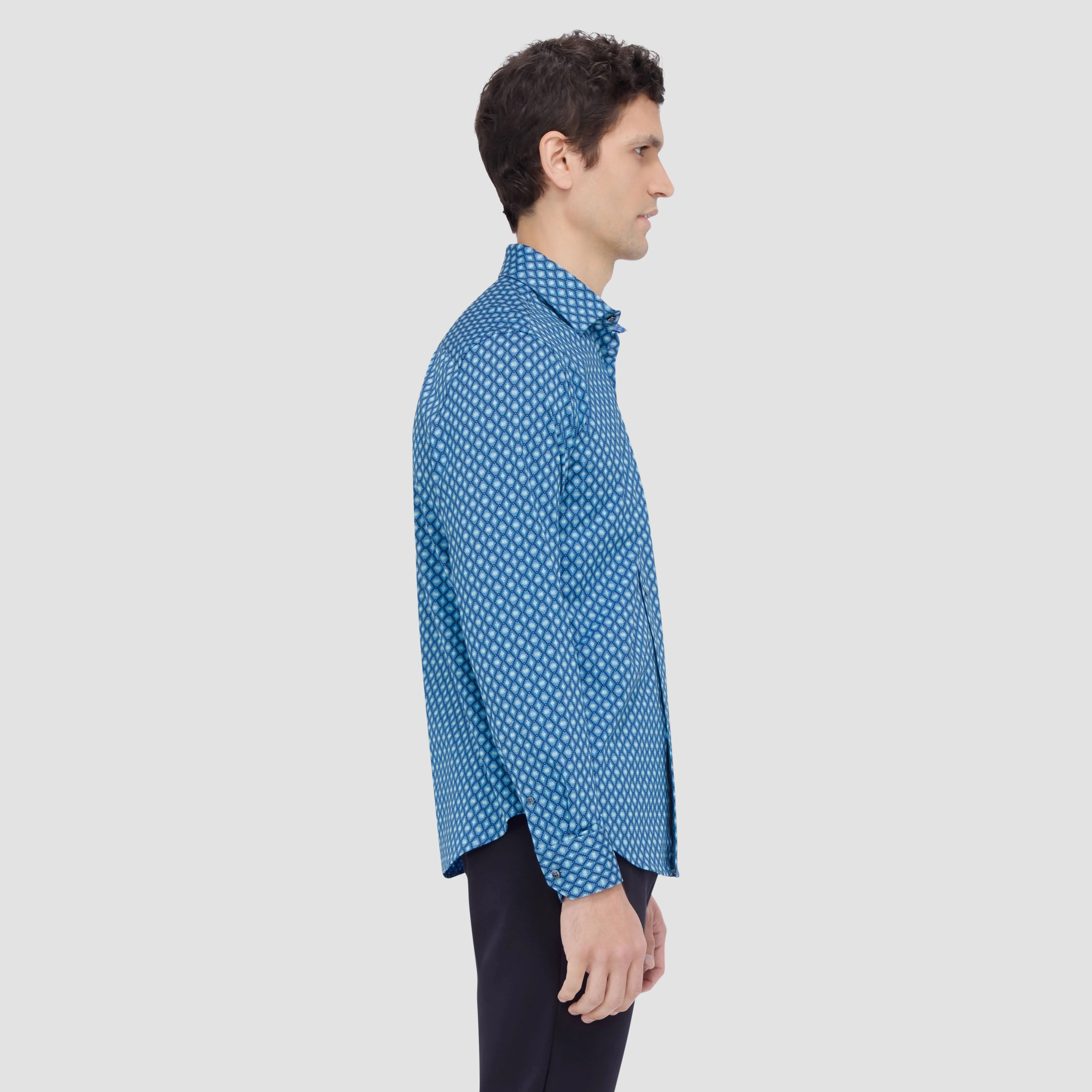 Jimmy Double Sided Mosaic/Check OoohCotton Shirt sold by Bugatchi product image thumbnail 3