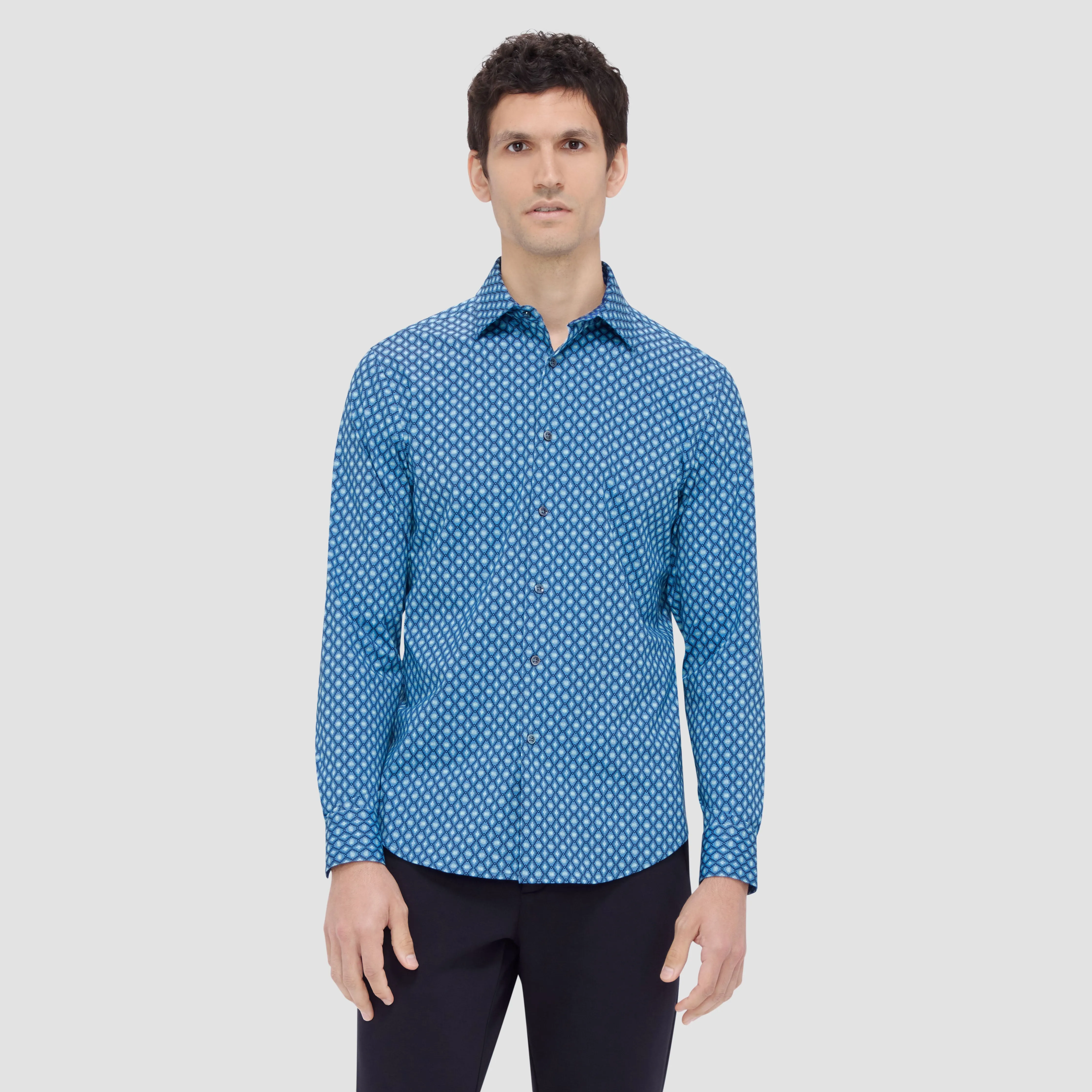Jimmy Double Sided Mosaic/Check OoohCotton Shirt sold by Bugatchi product image thumbnail 2