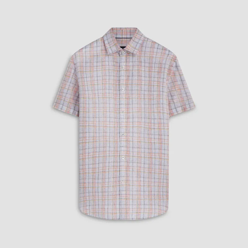 Orson Multi Check Short Sleeve Linen Shirt sold by Bugatchi