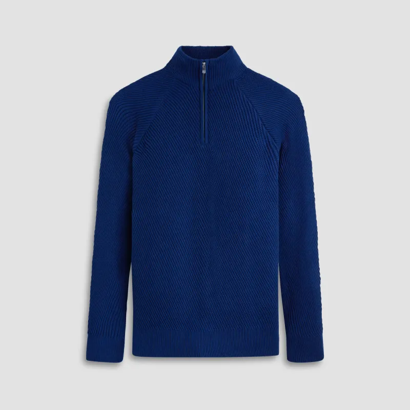 Diagonal Stitch Quarter Zip Sweater sold by Bugatchi