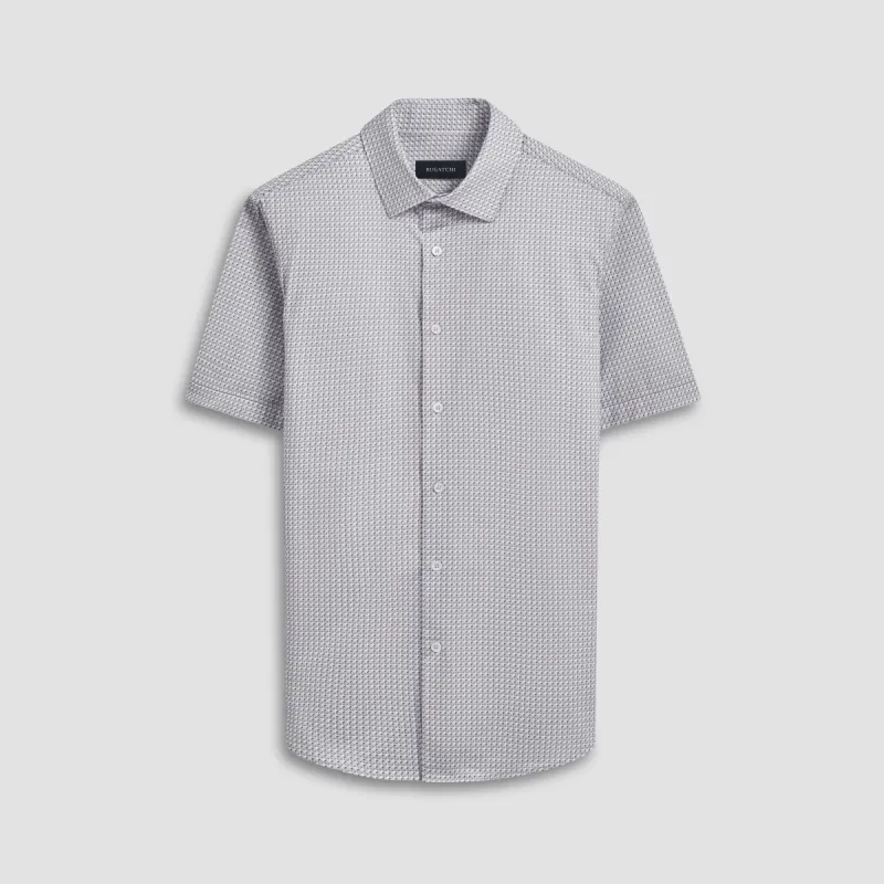 Miles Geometric OoohCotton Short Sleeve Shirt sold by Bugatchi