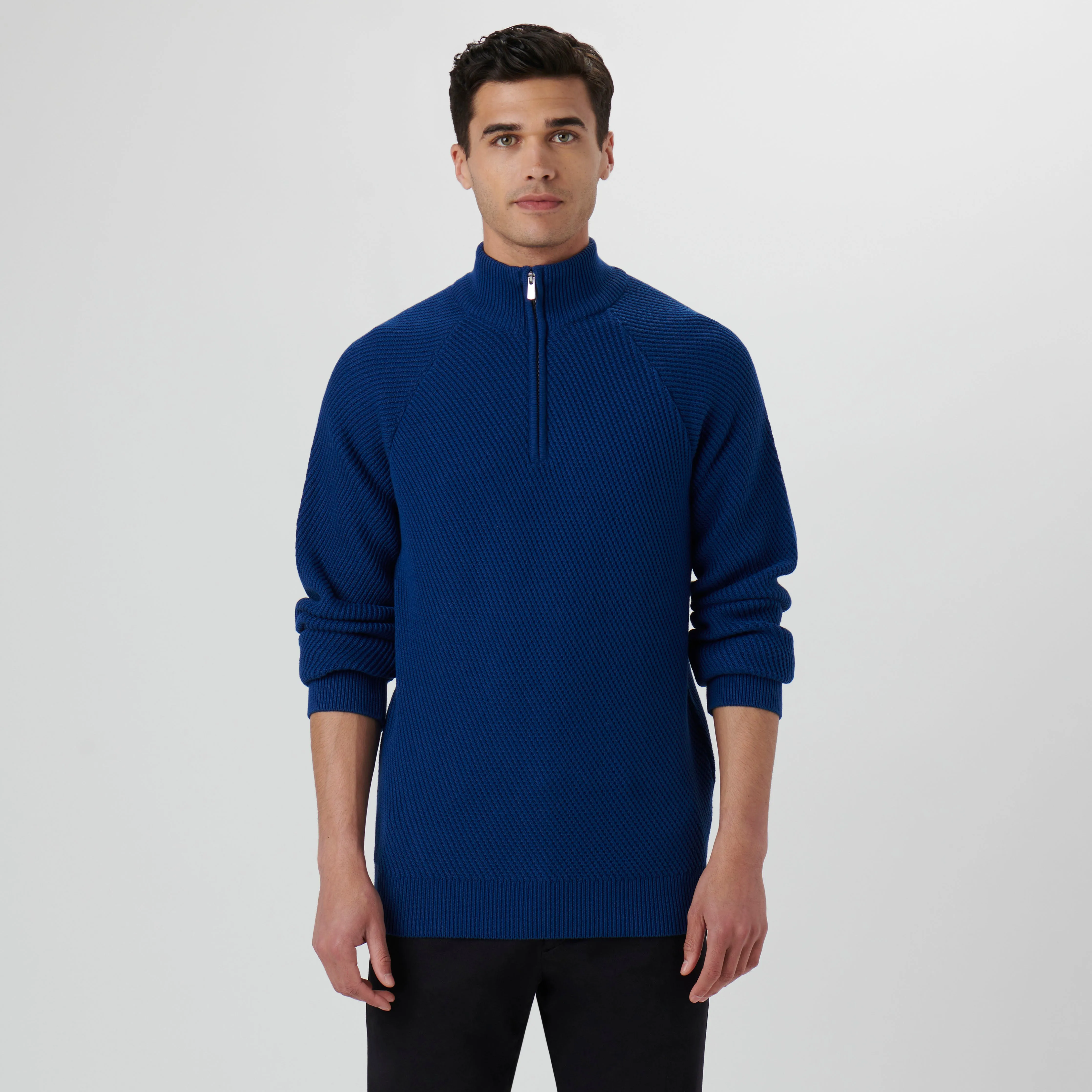 Diagonal Stitch Quarter Zip Sweater sold by Bugatchi product image thumbnail 2
