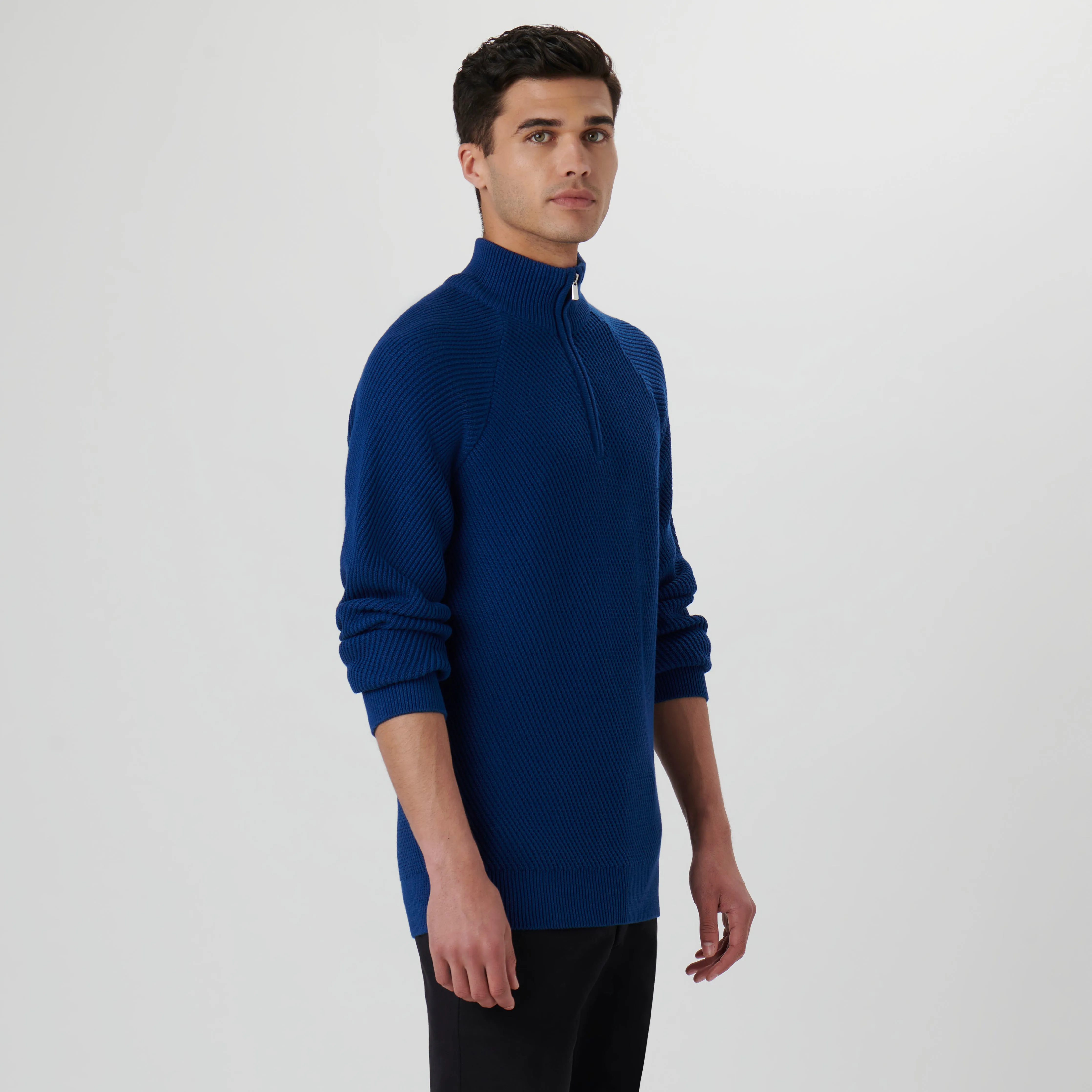 Diagonal Stitch Quarter Zip Sweater sold by Bugatchi product image thumbnail 3