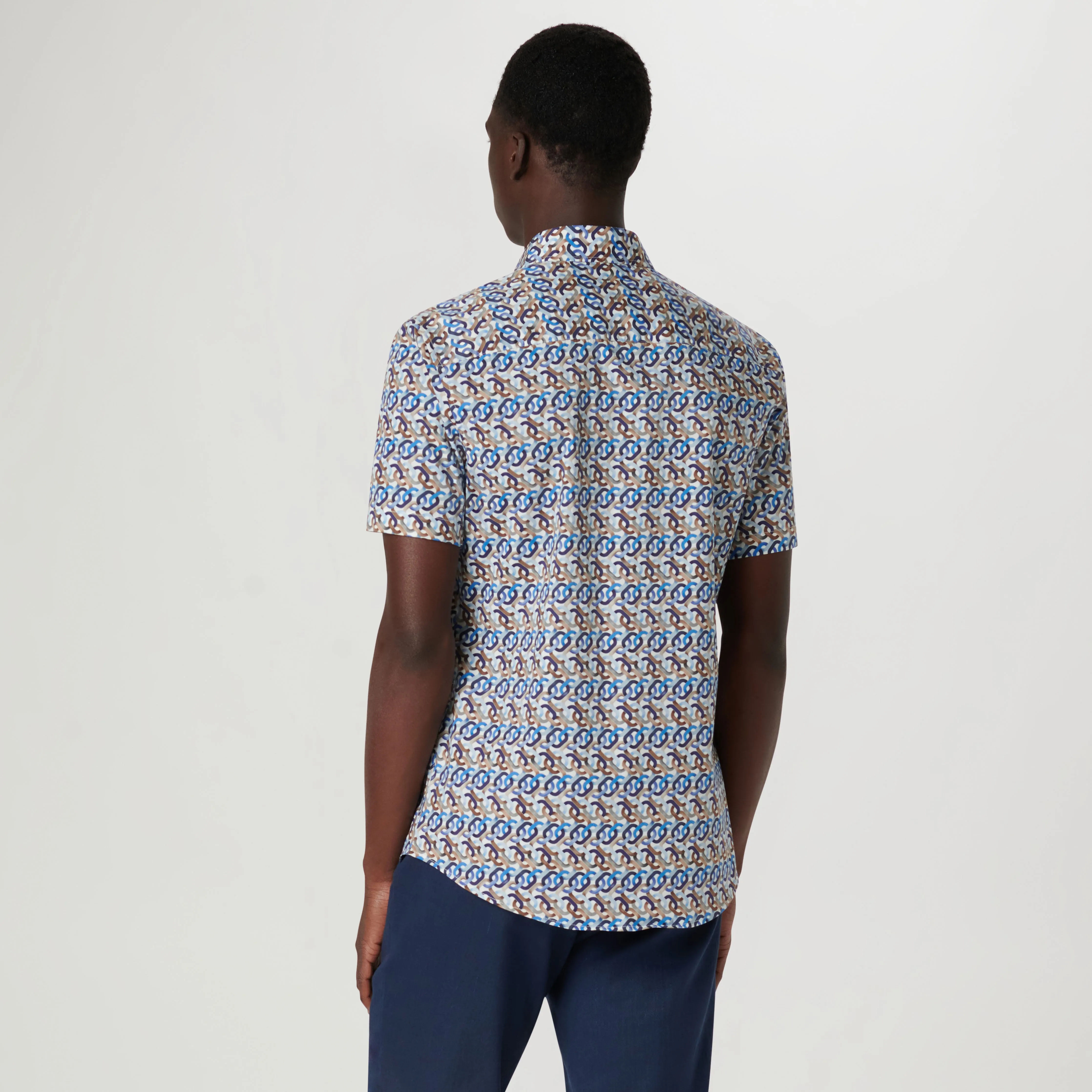Orson Chain Link Short Sleeve Shirt sold by Bugatchi product image thumbnail 4