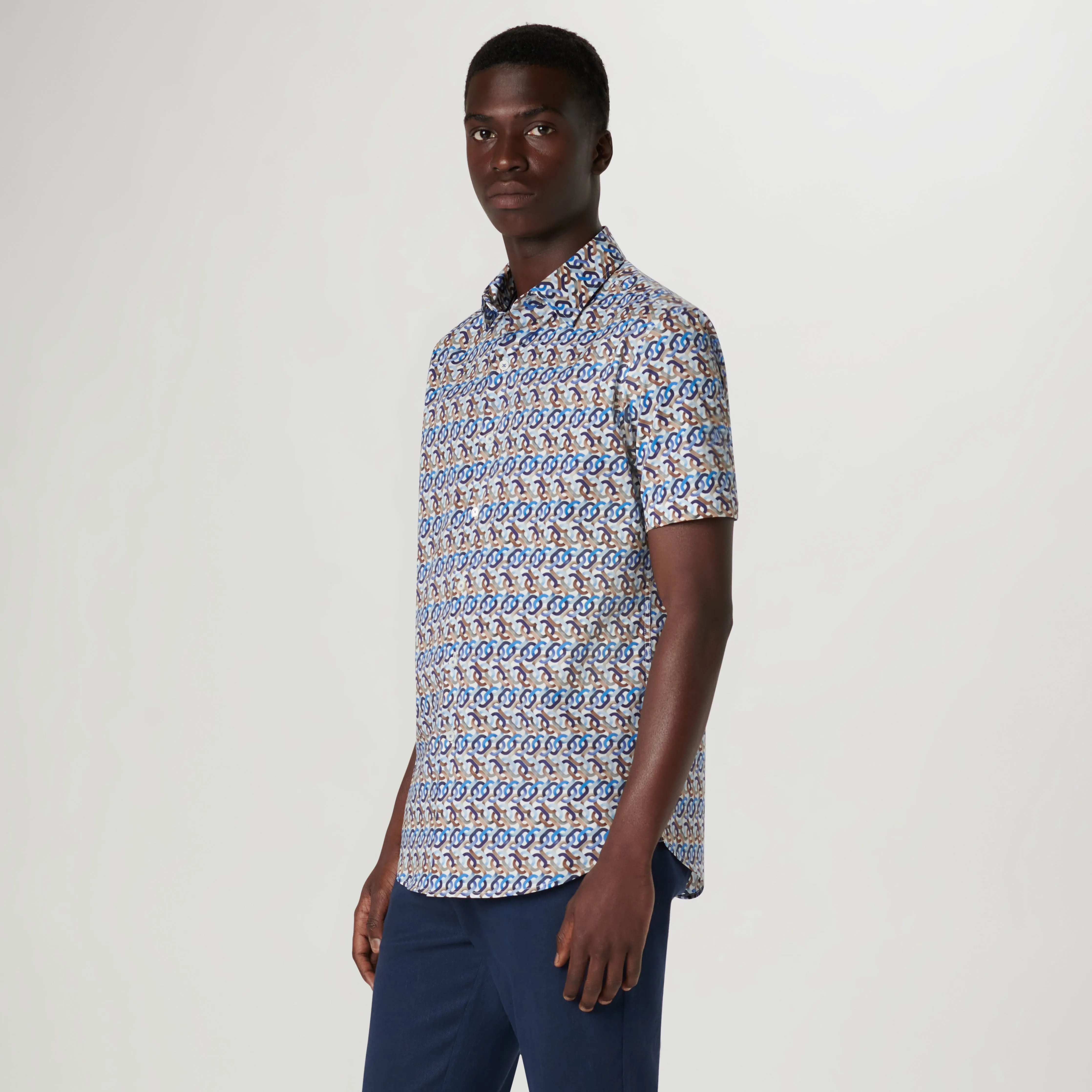 Orson Chain Link Short Sleeve Shirt sold by Bugatchi product image thumbnail 3